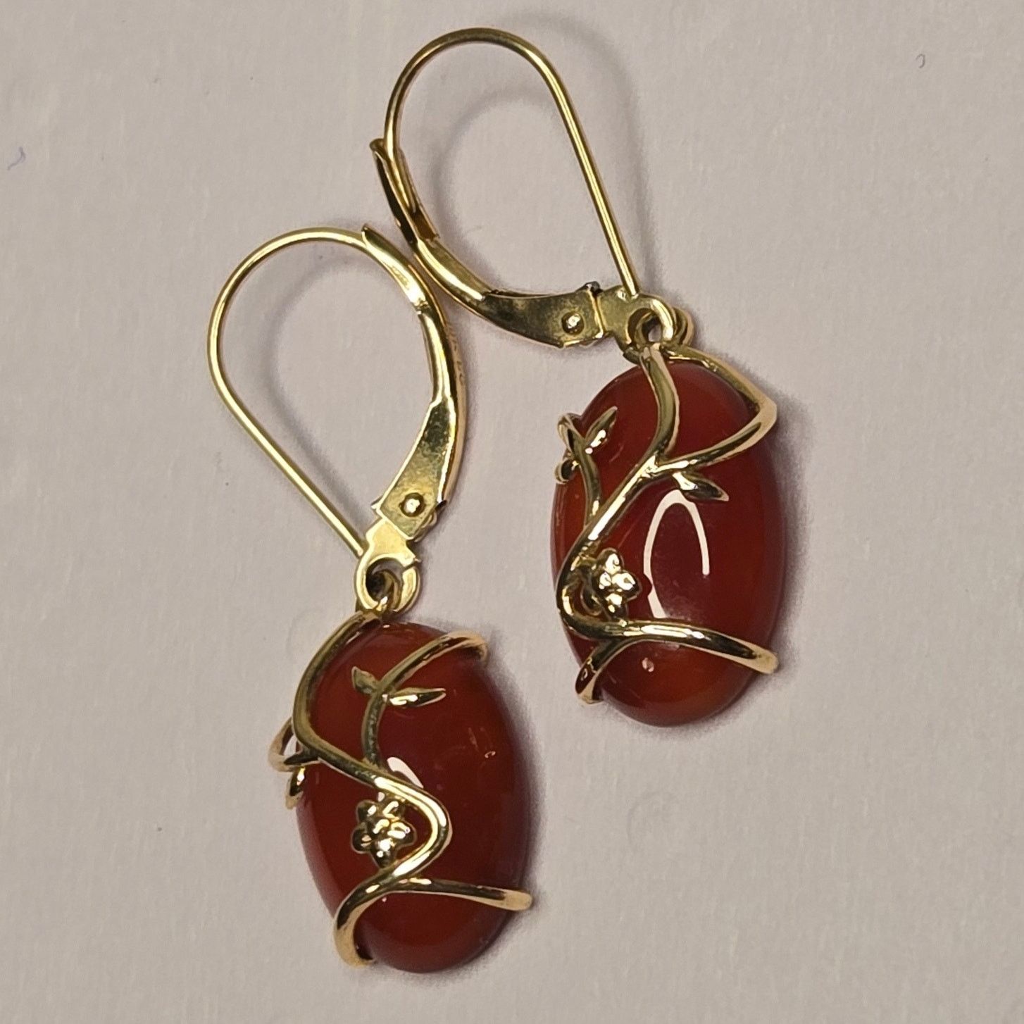 Vintage Vintage 14K Gold Carnelian Agate Dangle Earrings Statement Size ONE SIZE - 12 Thumbnail