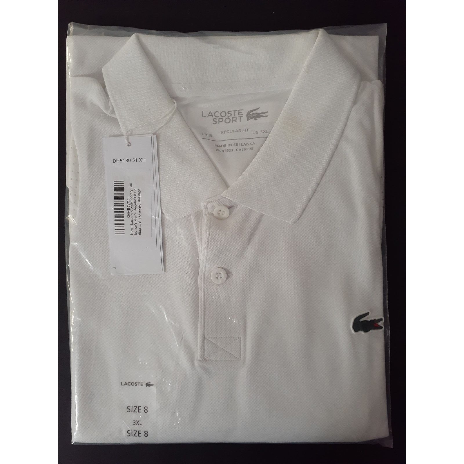 Lacoste Lacoste Men's Regular Fit Heritage Ultra Dry Polo White 3XL Size US XXL / EU 58 / 5 - 2 Thumbnail