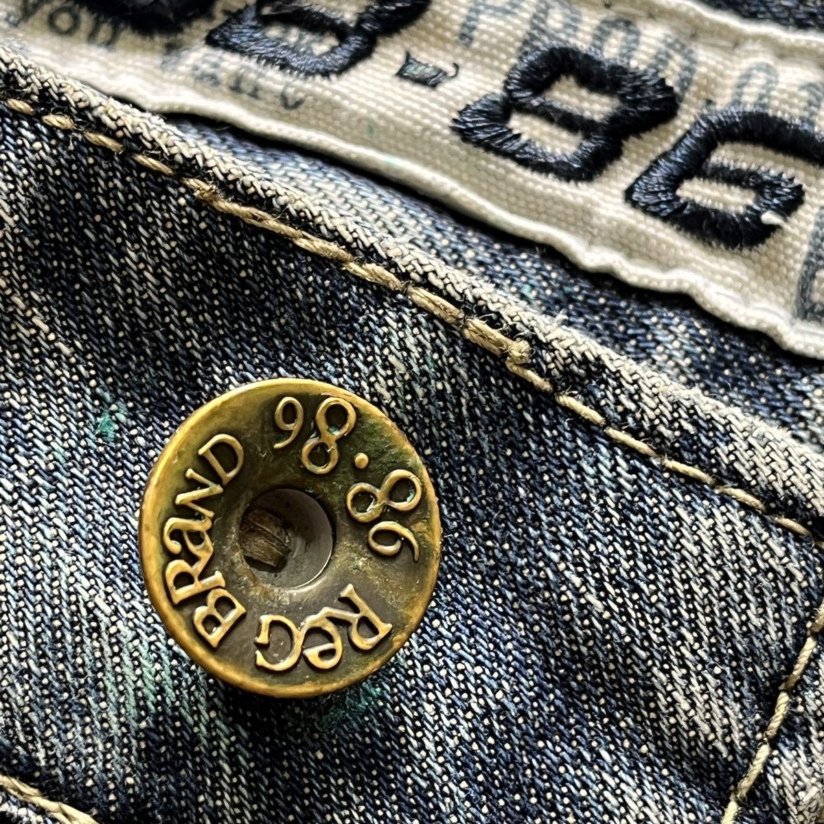 Japanese Brand Distressed Double Knee Japan Denim Double Waist Size US 33 - 3 Thumbnail
