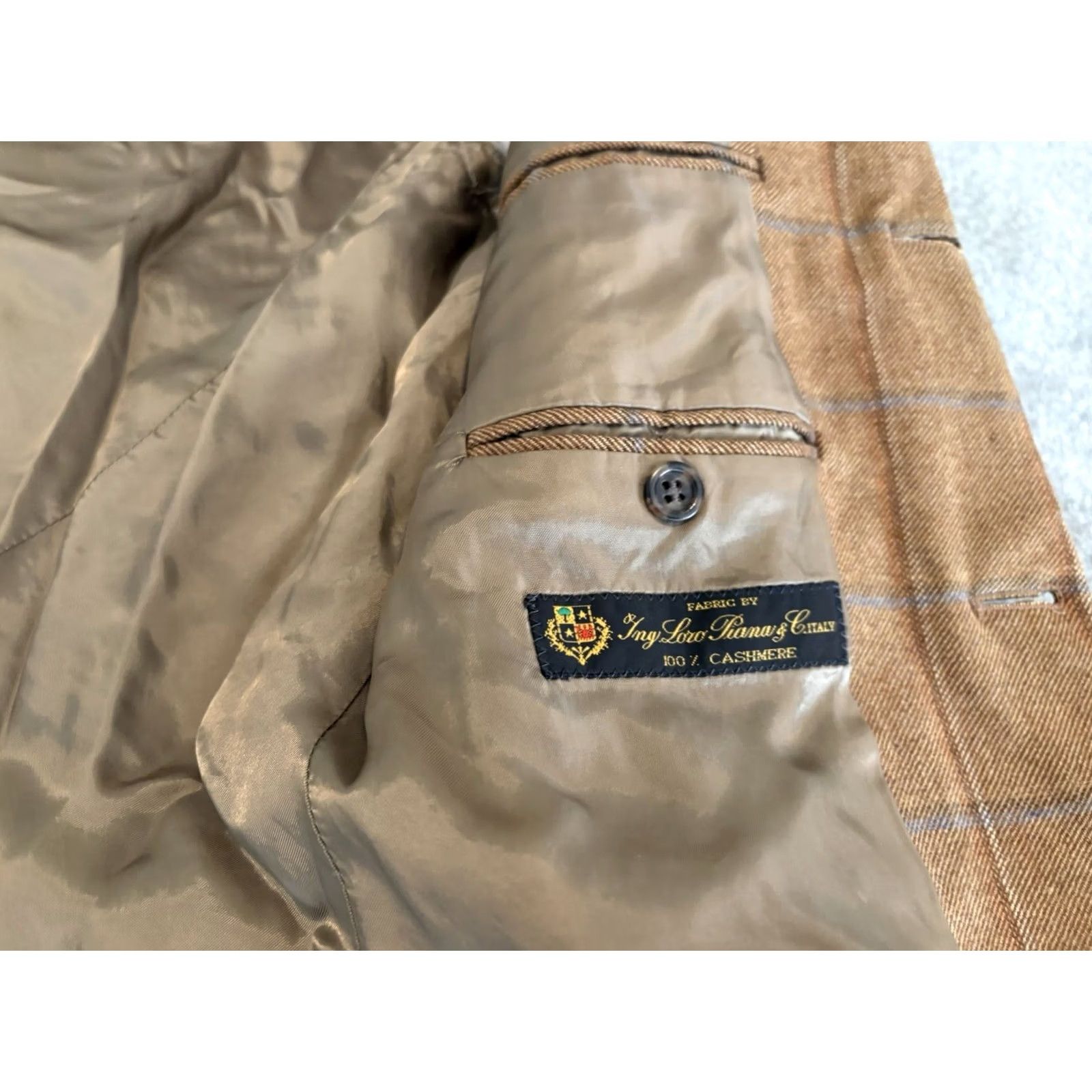 Loro Piana VINTAGE Barneys New York Blazer Jacket 42L Brown Cashmere 3-Button Long Mens 90s/Holes Size 42R - 4 Thumbnail