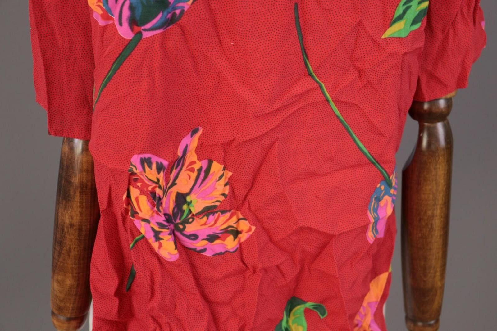 Christian Dior Monsieur Mondi The Company Red Floral Short Sleeve Blouse Shirt Size M / US 6-8 / IT 42-44 - 12 Thumbnail