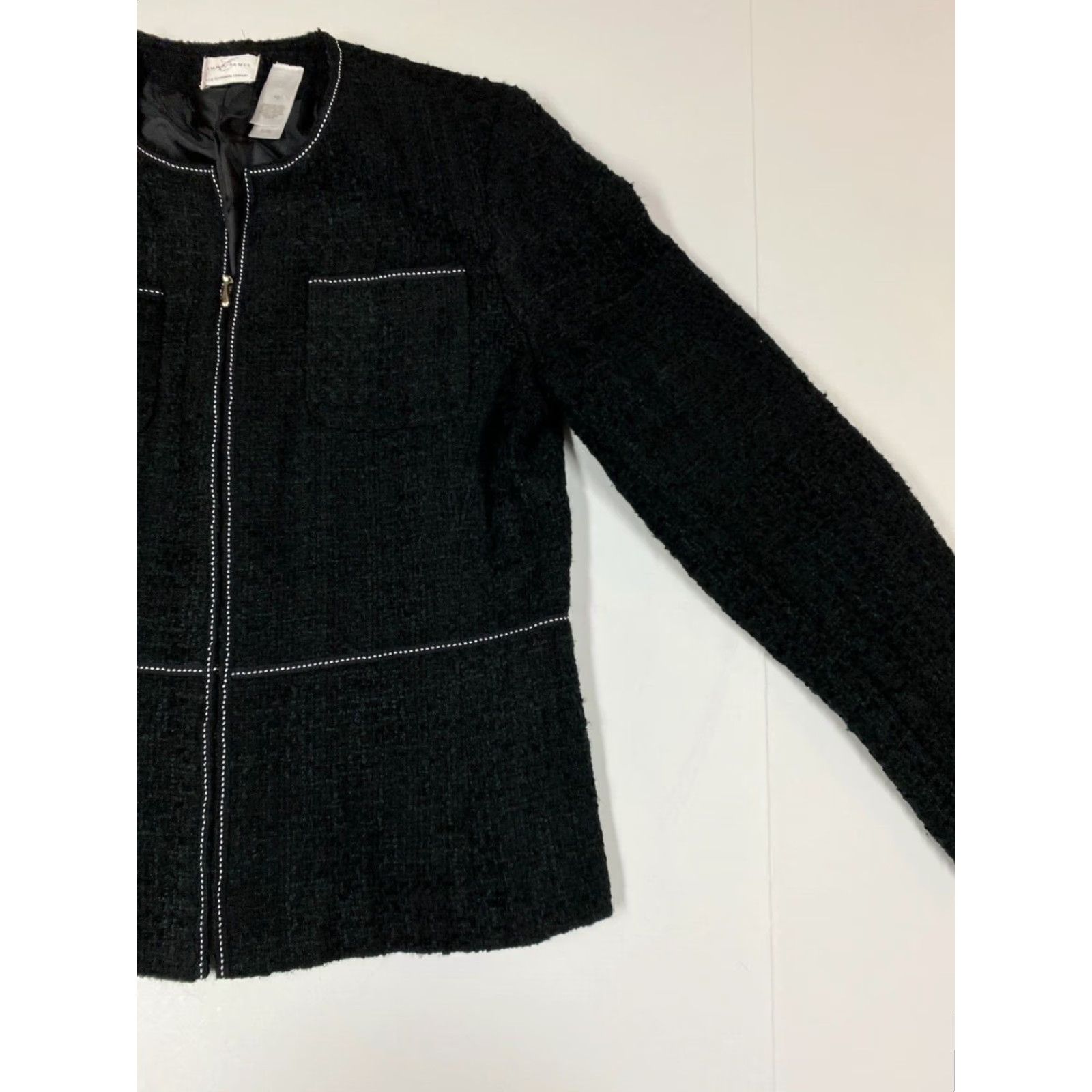 Vintage Emma James Womens Jacket 10 Black Full Zip Size L / US 10 / IT 46 - 2 Thumbnail