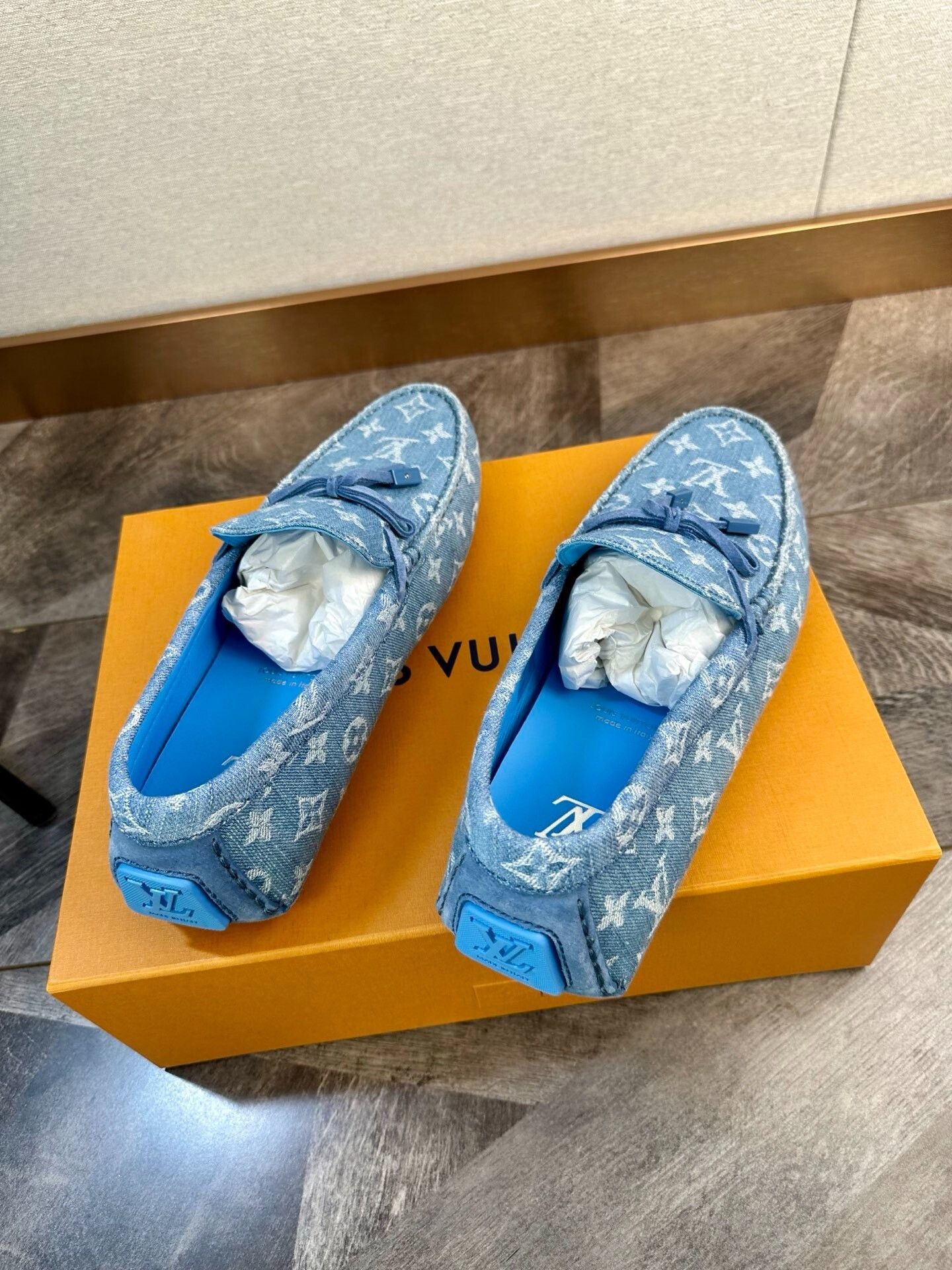 Louis Vuitton LV Blue Denim Monogram Moccasin Loafer Size US 8 / EU 41 - 1 Thumbnail
