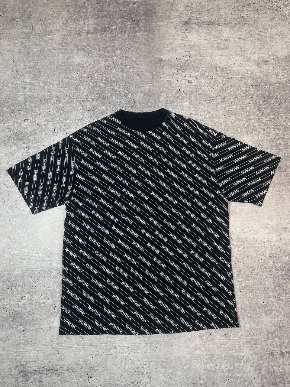 Balenciaga SS18 Balenciaga AOP Monogram Striped Logo Tee T-Shirt Y2K Size US XS / EU 42 / 0 - 1 Thumbnail