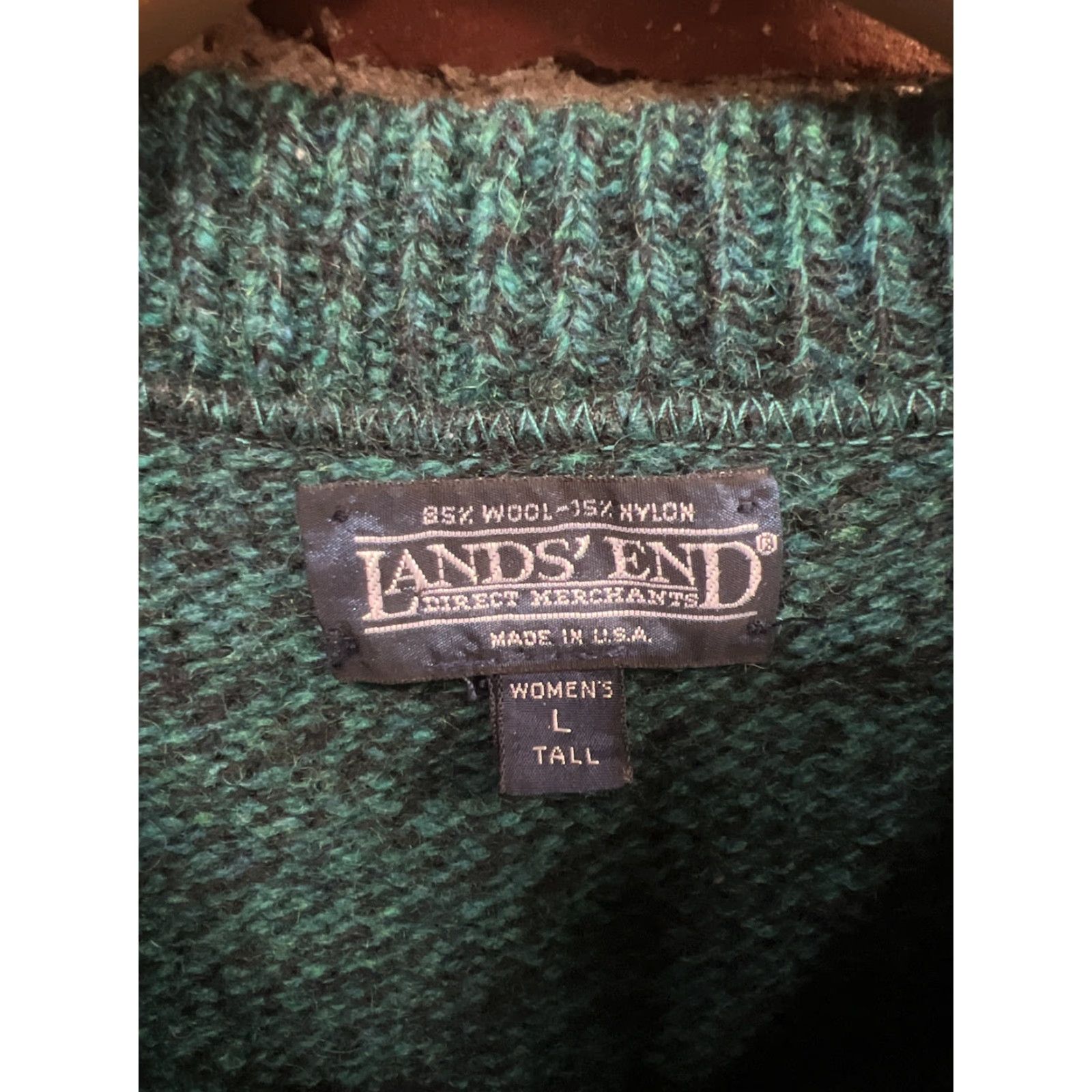 Lands' End VINTAGE Lands'End Sweatshirt Wool Knit Green Crew Neck Long Sleeve Big & Tall Men LT Green Plaid Pullover Pullover Size L / US 10 / IT 46 - 3 Thumbnail