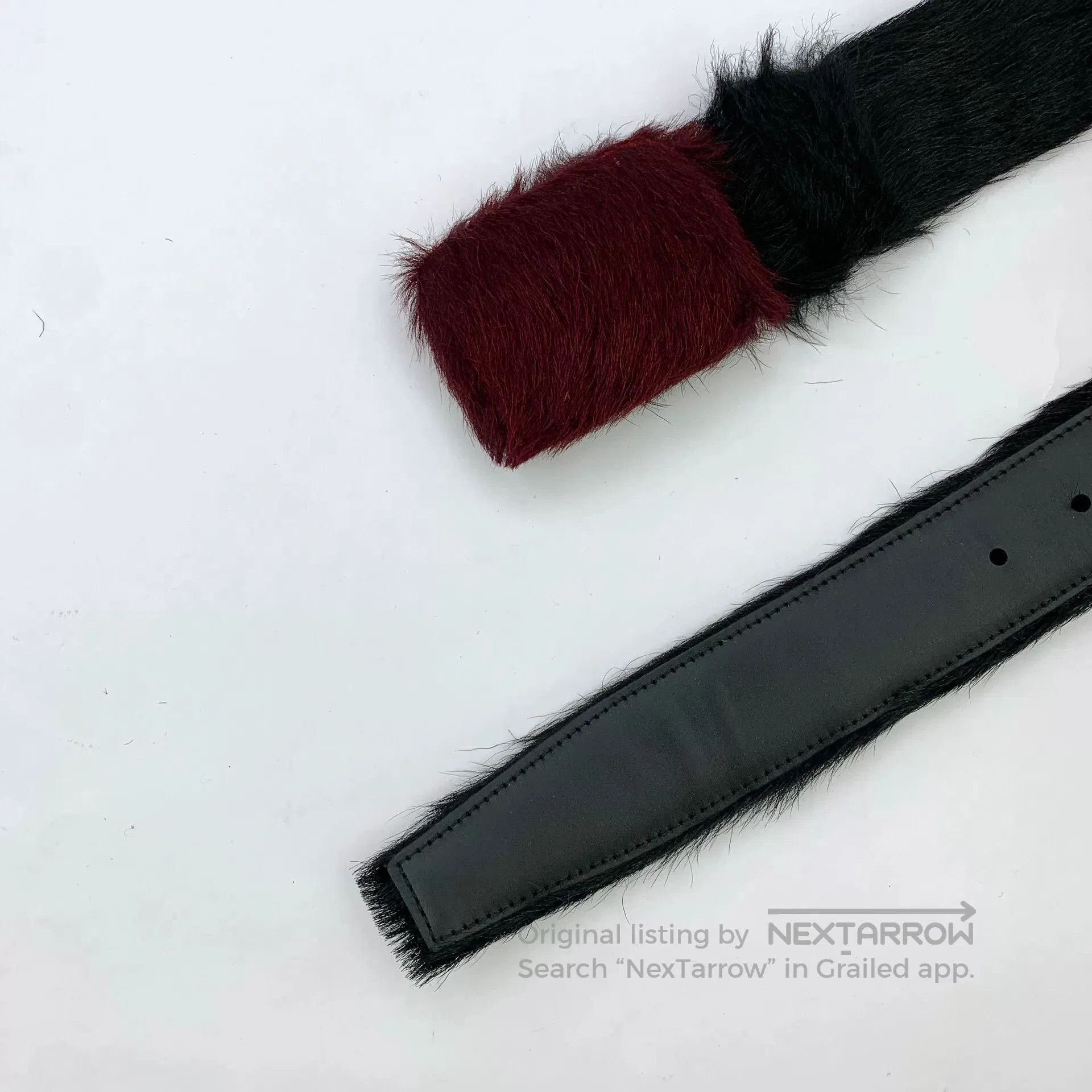 Prada Prada Black Fur Leather Belt. Size ONE SIZE - 4 Thumbnail