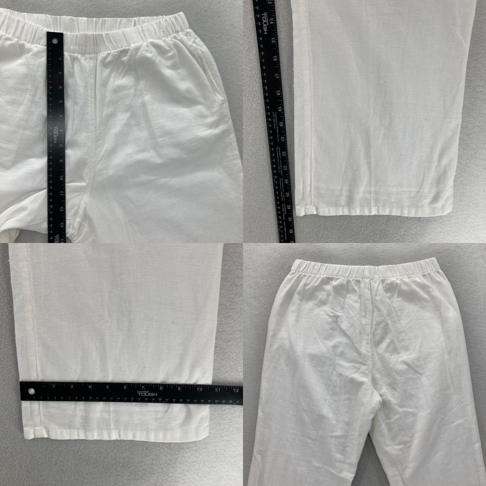 American Eagle Outfitters American Eagle Wide Leg Pant Women's Large White Linen Blend Flowy Beachy Travel Size 24" / US 00 / IT 34 - 8 Thumbnail