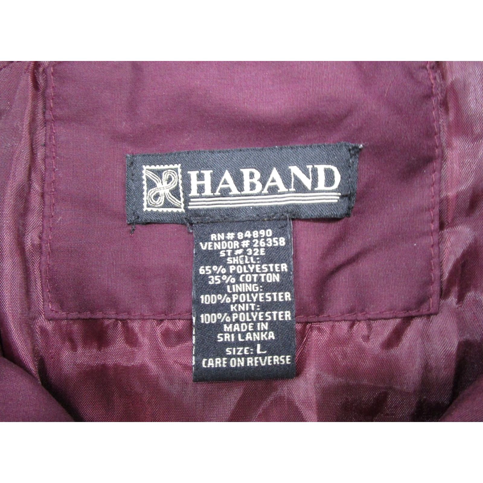 Haband VINTAGE Haband Bomber Jacket Men L Burgundy Maroon Full Zip 4 Pockets Red Solid 80s Retro Y2K Mens Size US L / EU 52-54 / 3 - 2 Thumbnail