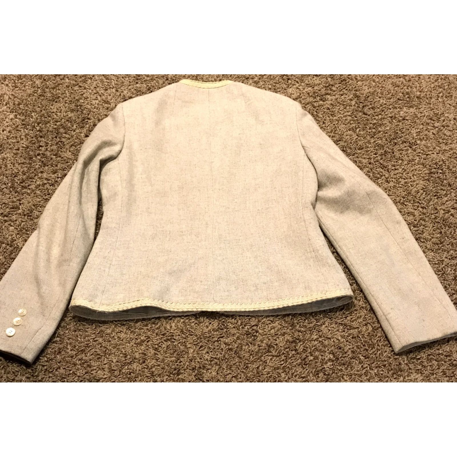 Vintage Devon Women Blazer Jacket 10 Gray Wool Suit Coat Size L / US 10 / IT 46 - 4 Thumbnail