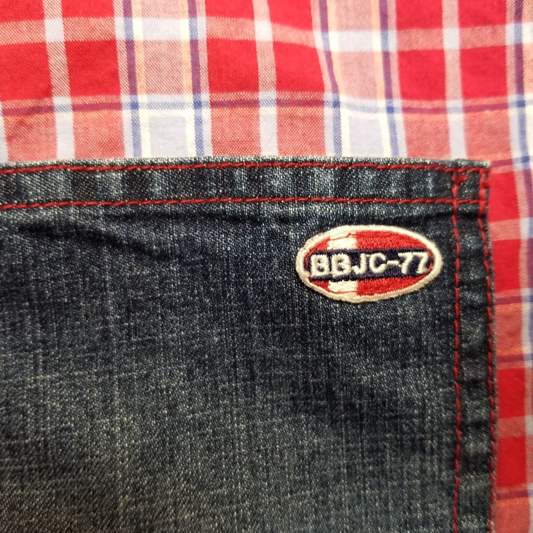 Bugle Boy Vintage Bugle Boy Shirt Men XL Red Blue Plaid 100% Cotton Pocket Button-Up Short Sleeve Denim/ Woven MENS Size US XL / EU 56 / 4 - 4 Thumbnail