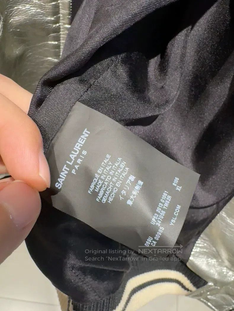 Saint Laurent Paris Saint Laurent Paris Silver Baseball Jacket Size US XL / EU 56 / 4 - 4 Thumbnail