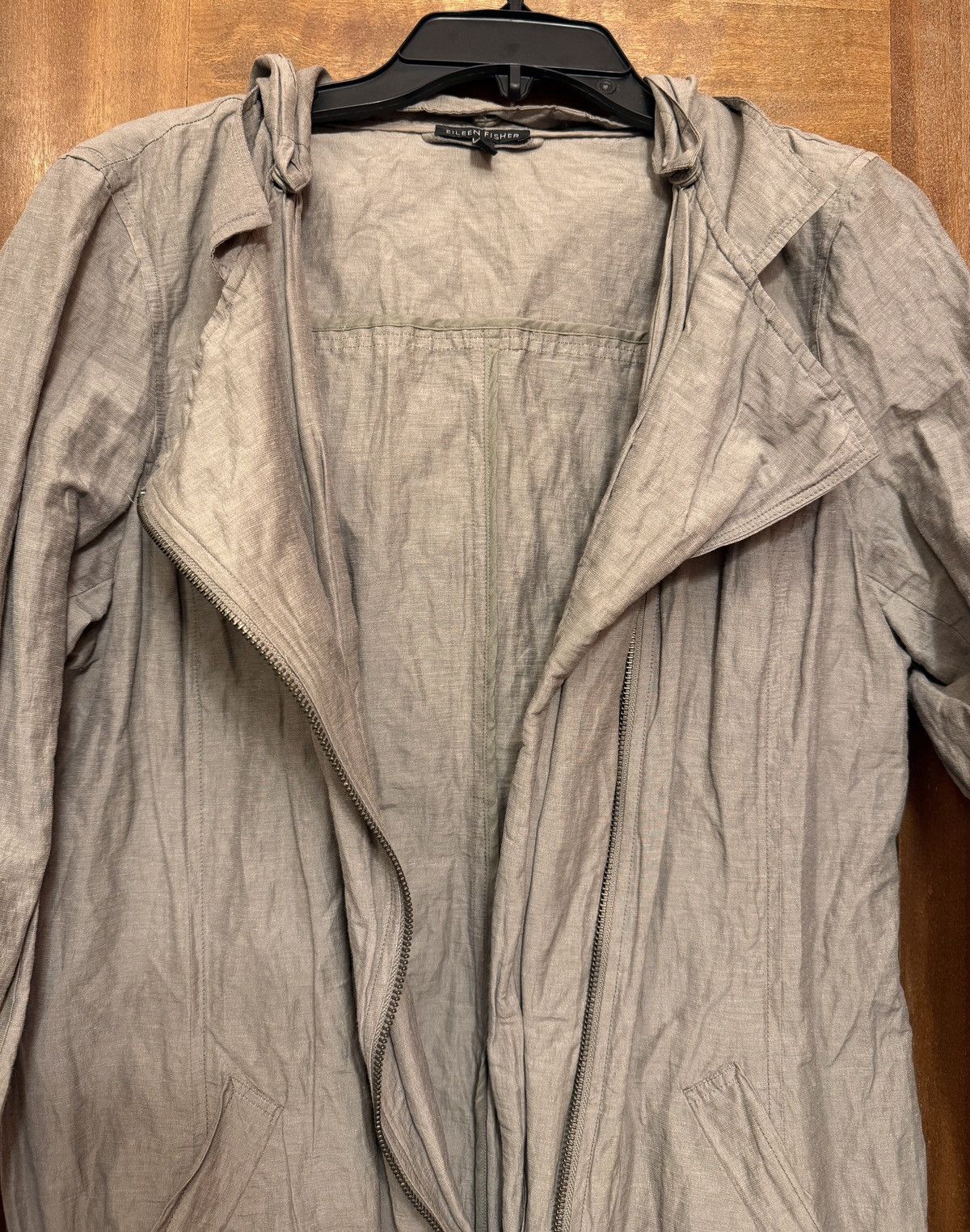 Eileen Fisher Eileen Fisher Women’s Taupe/Grey Rumpled Asymmetrical Jacket Size L / US 10 / IT 46 - 5 Thumbnail