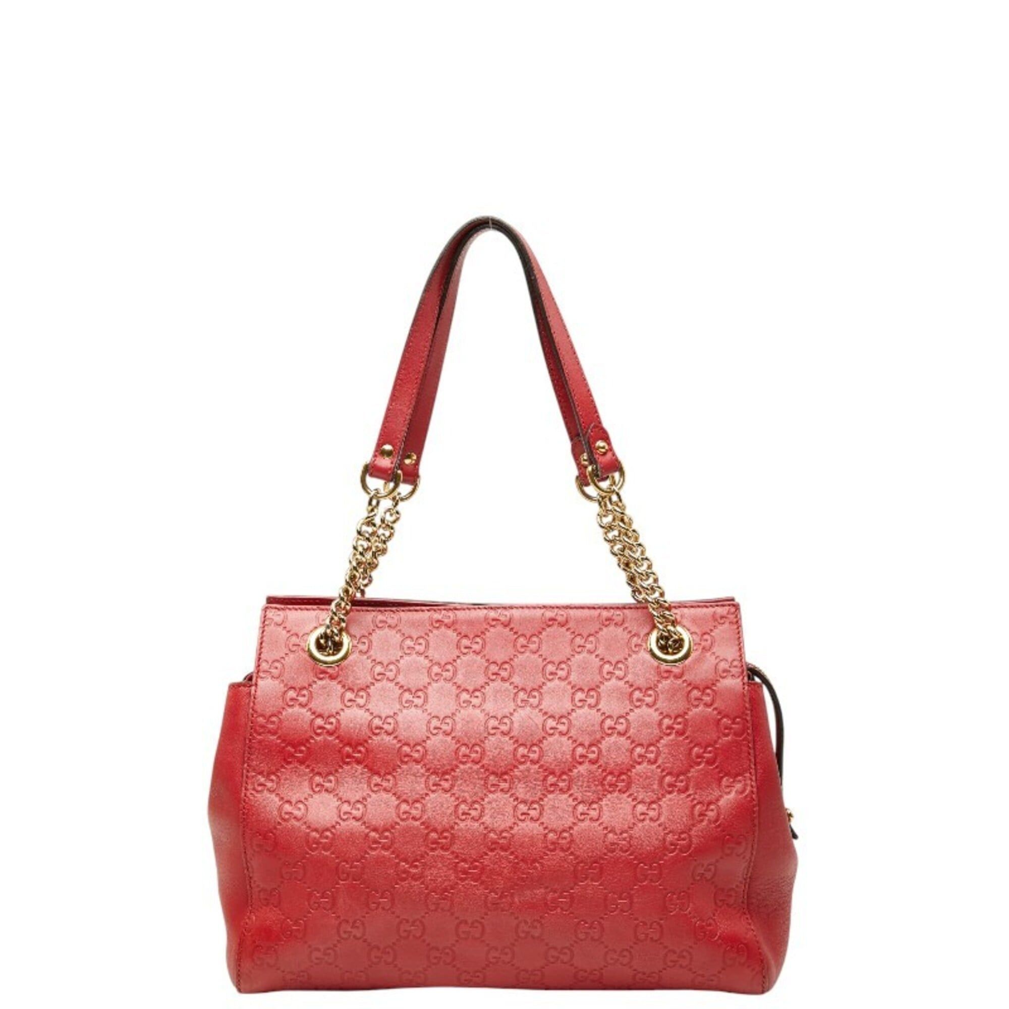 Gucci Gucci Guccissima Chain Tote Bag 453773 Red Leather Women's GUCCI Size ONE SIZE - 1 Thumbnail