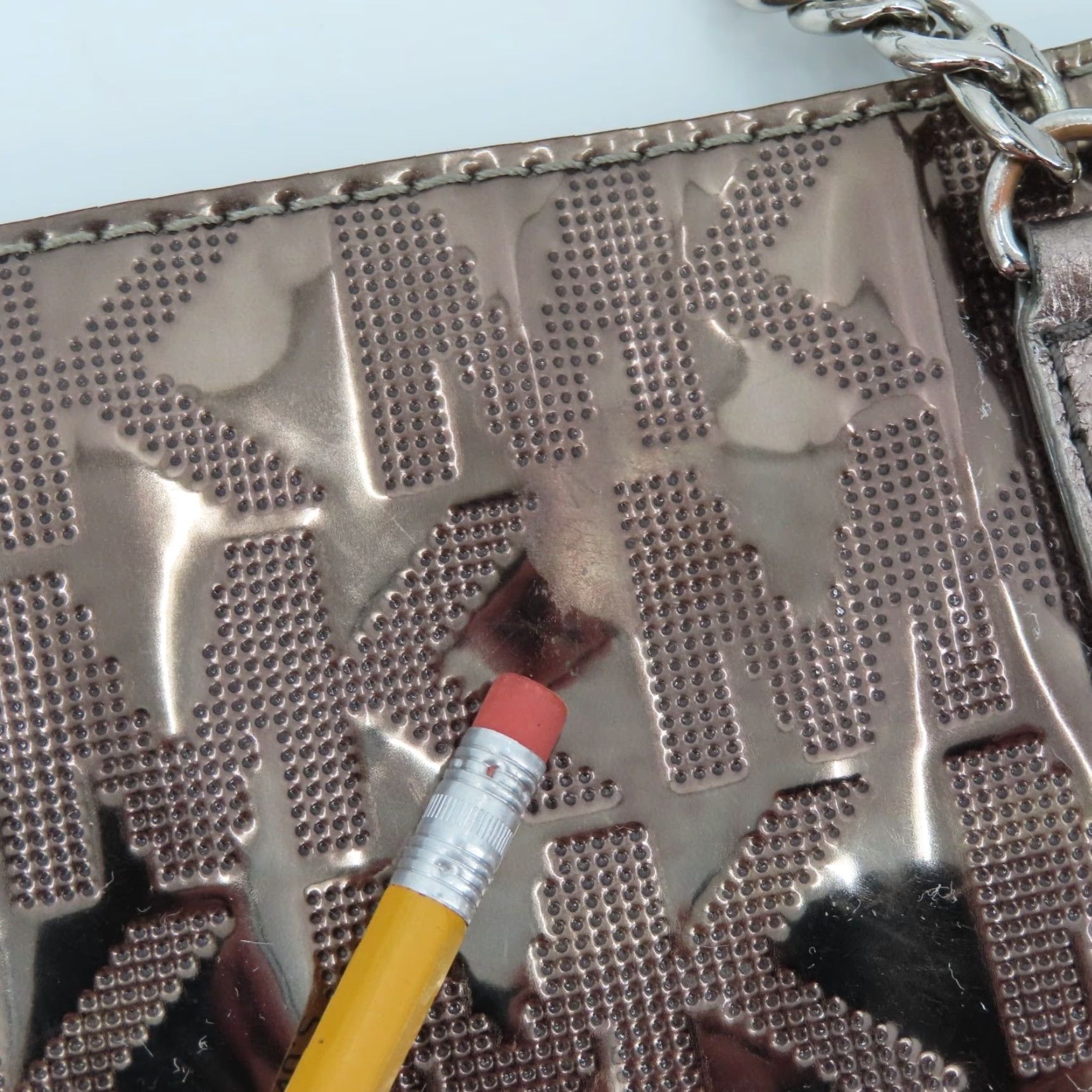 Michael Kors Michael Kors Jet Set Tote Bag Silver Gray Metal Chain Strap Handbag Purse Womens Size ONE SIZE - 3 Thumbnail