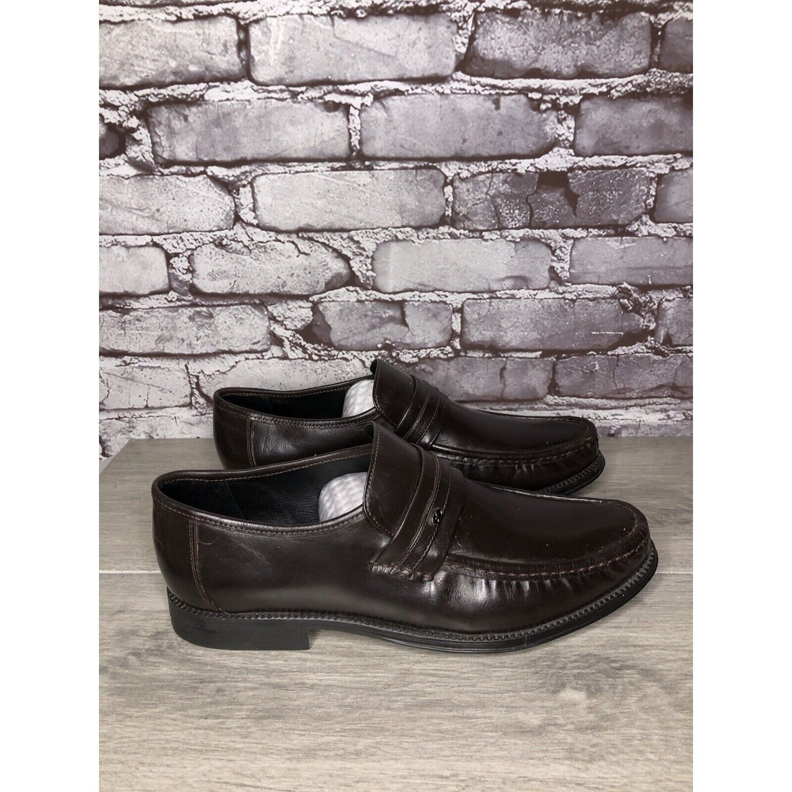 Other Clifford James Brown Leather Slip On Dress Loafers Shoes Men Size US 10 / EU 43 - 19 Thumbnail