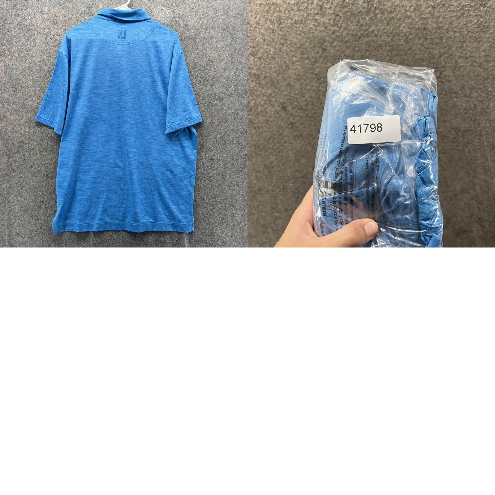 Footjoy FootJoy Polo Shirt Mens Large Blue Solid N Logo Golf Stretch Performance Shirts Polo Shirt Activewear Summer Men XL-? Size US L / EU 52-54 / 3 - 8 Thumbnail