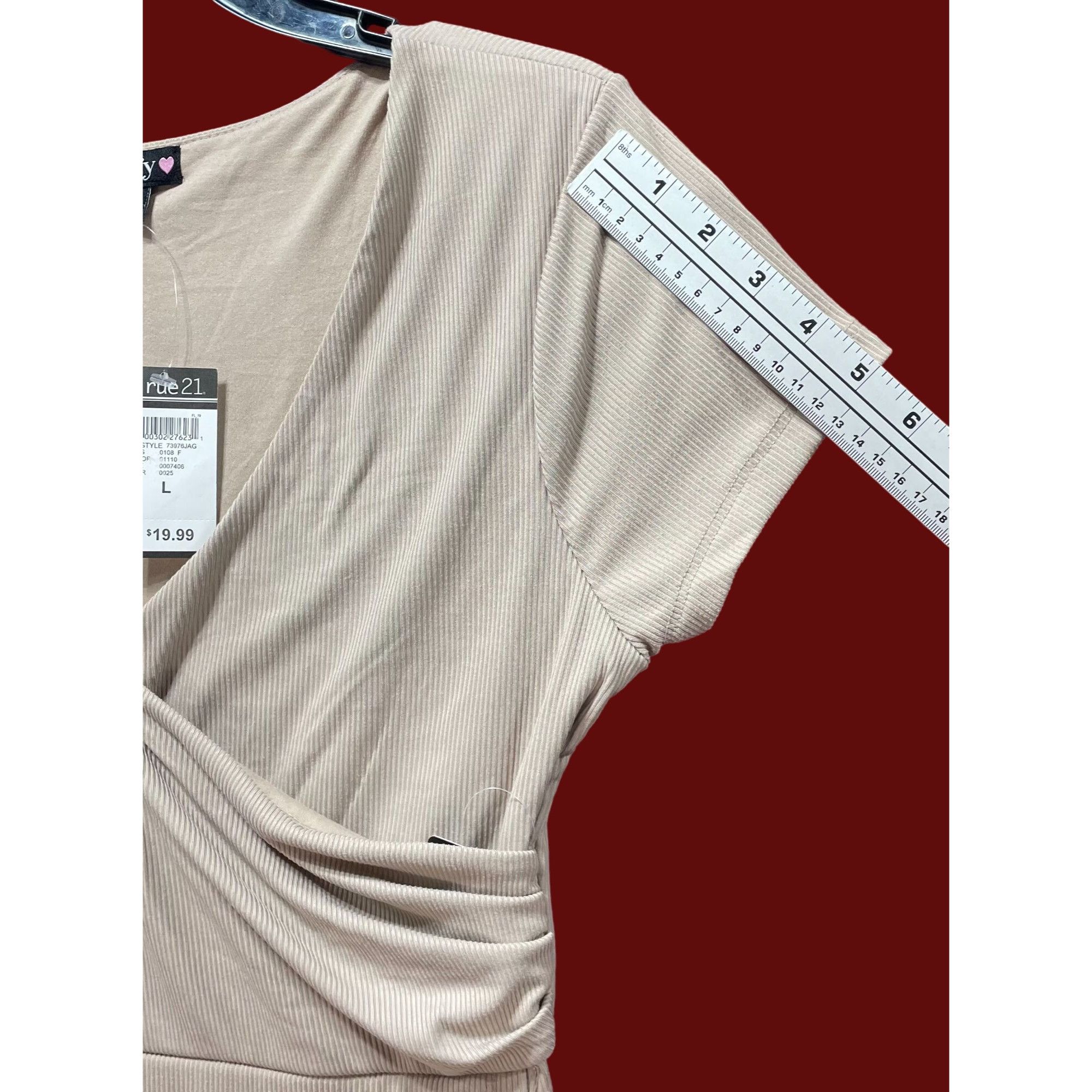 Other Justify - Women's V-Neck Lined Casual Dress - Beige - Large Size L / US 10 / IT 46 - 8 Thumbnail