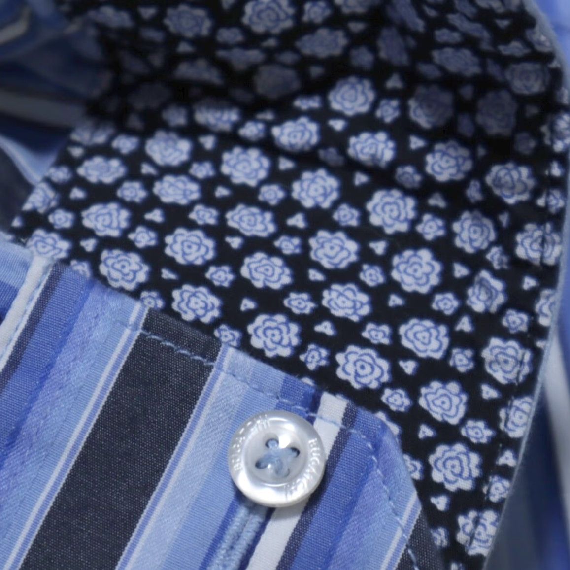 BUGATCHI Bugatchi Uomo Button Up Shirt Long Sleeve Striped Cotton Blue Men's L Flip Cuff Shirt Mens Size US L / EU 52-54 / 3 - 6 Thumbnail