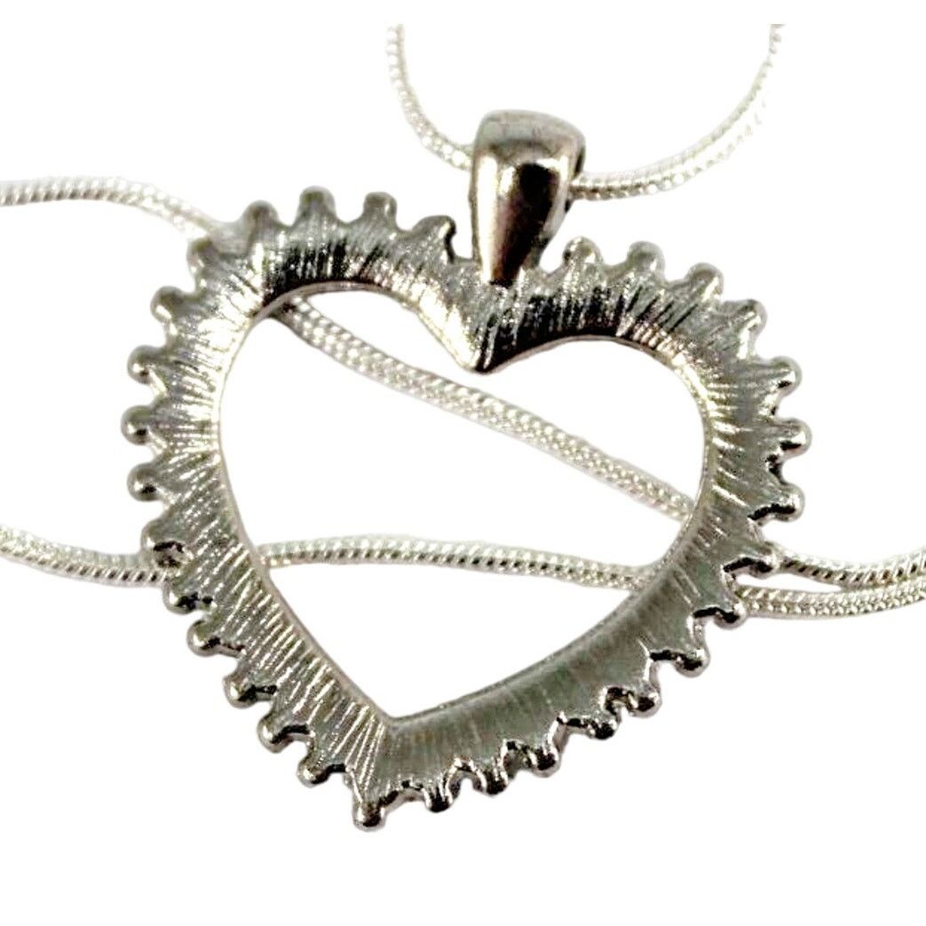 Other Vintage Rhinestone Heart Necklace & Stud Earrings •18" Chain Size ONE SIZE - 3 Thumbnail
