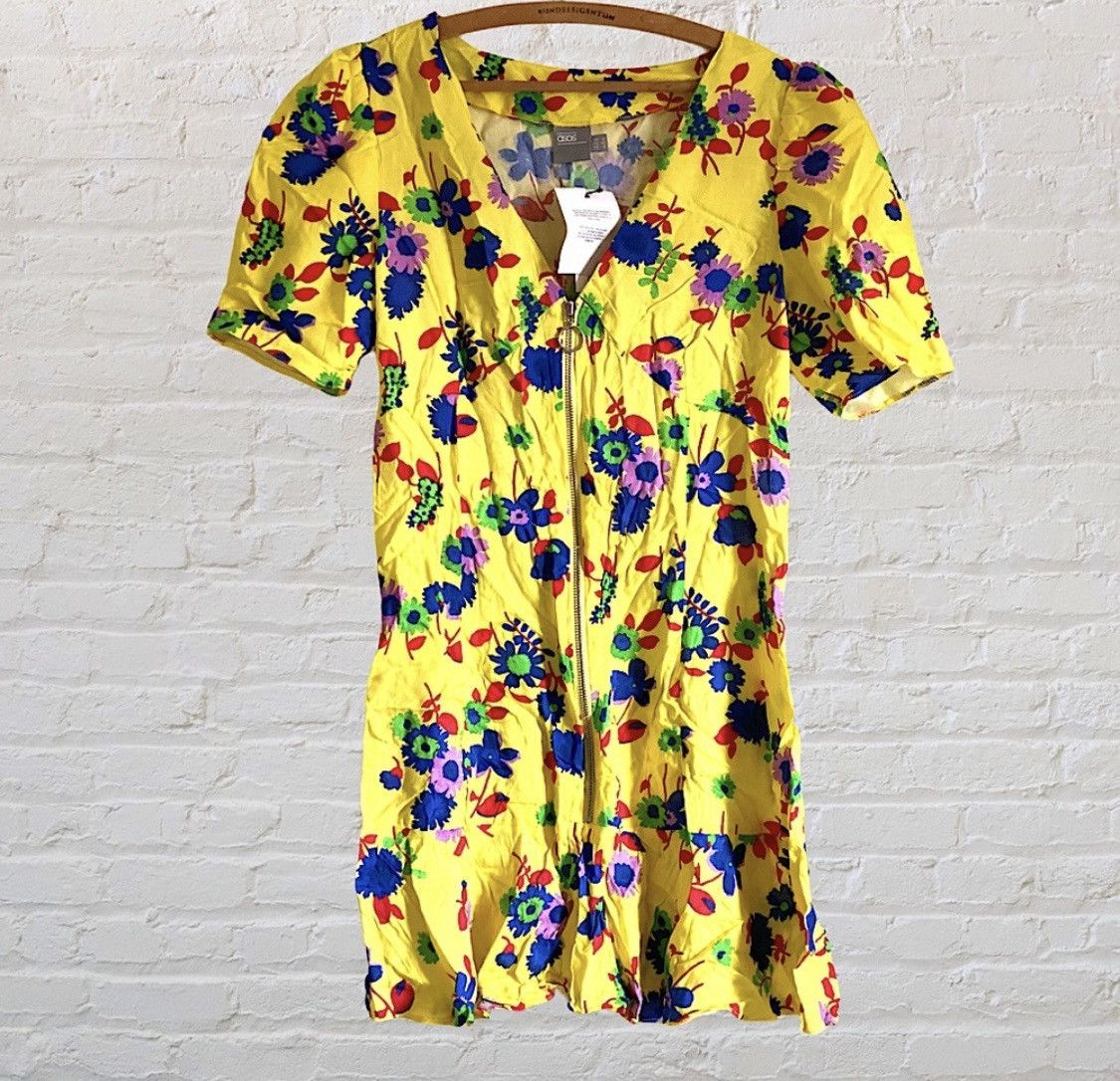 Asos ASOS FLORAL PRINT RUCHED FRONT ZIP UP MINI DRESS Size M / US 6-8 / IT 42-44 - 2 Thumbnail