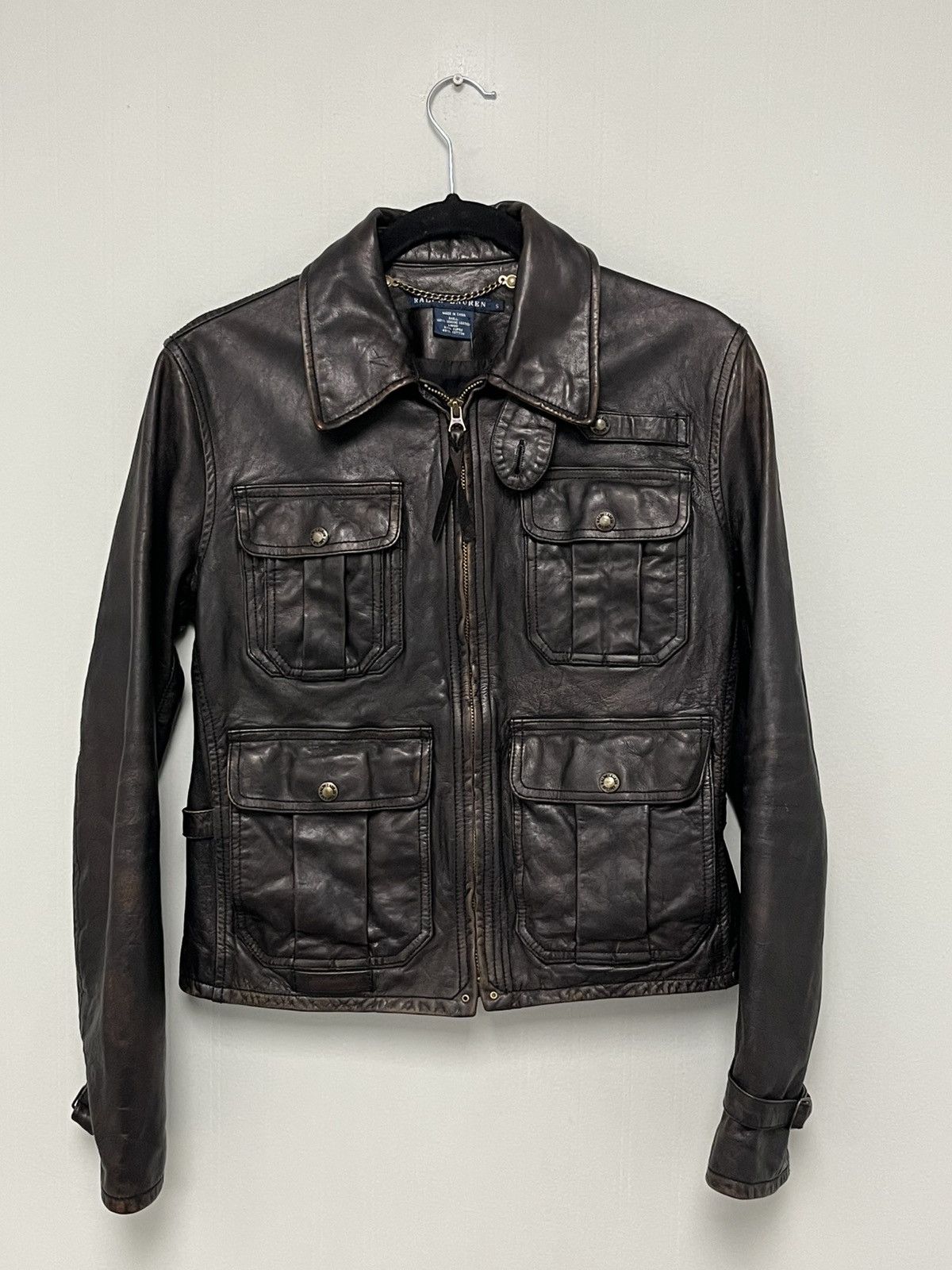 Ralph Lauren Distressed leather jacket. Small Size S / US 4 / IT 40 - 1 Thumbnail