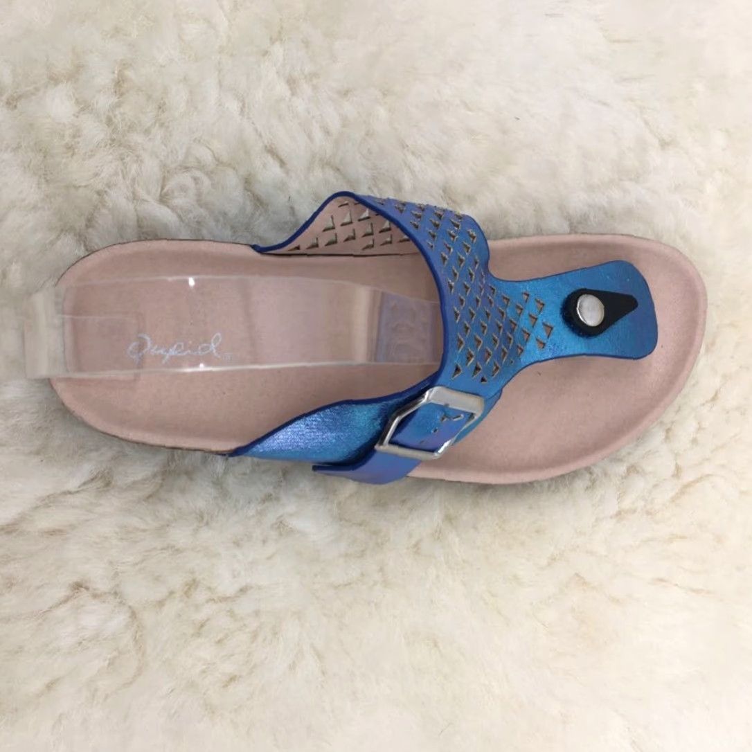 Vintage Qupid Sandals Women 7 Blue Cut Out Buckle Slip-On Thong New Size US 7 / IT 37 - 5 Thumbnail