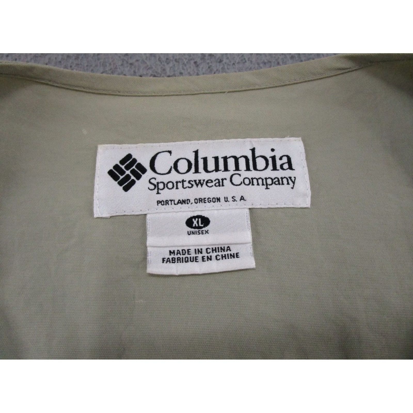 Vintage Columbia Vest Unisex XL Nylon Full Zip Windbreaker Pockets Outdoor Fishing Hunting GRT Beige Size US XL / EU 56 / 4 - 2 Thumbnail
