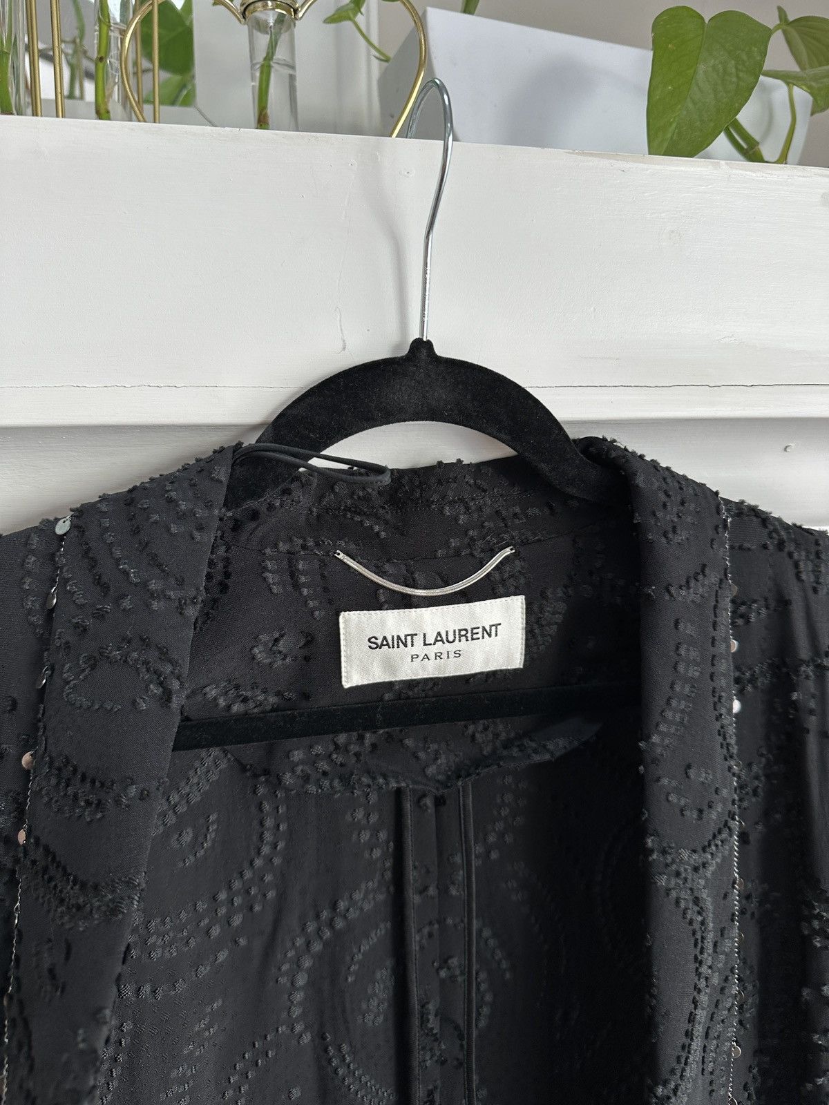 Saint Laurent Paris Black Jacquard Robe Coat w/ Charm Trims Size US S / EU 44-46 / 1 - 7 Thumbnail