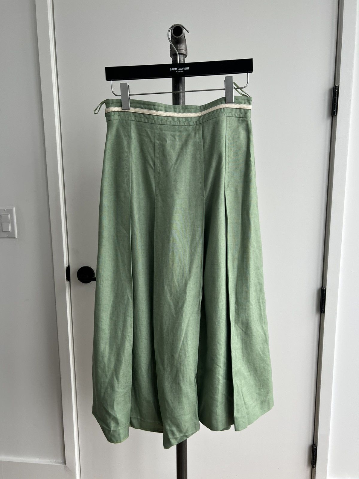Gucci Green Linen Pleated Skirt Size 30" / US 8 / IT 44 - 3 Thumbnail