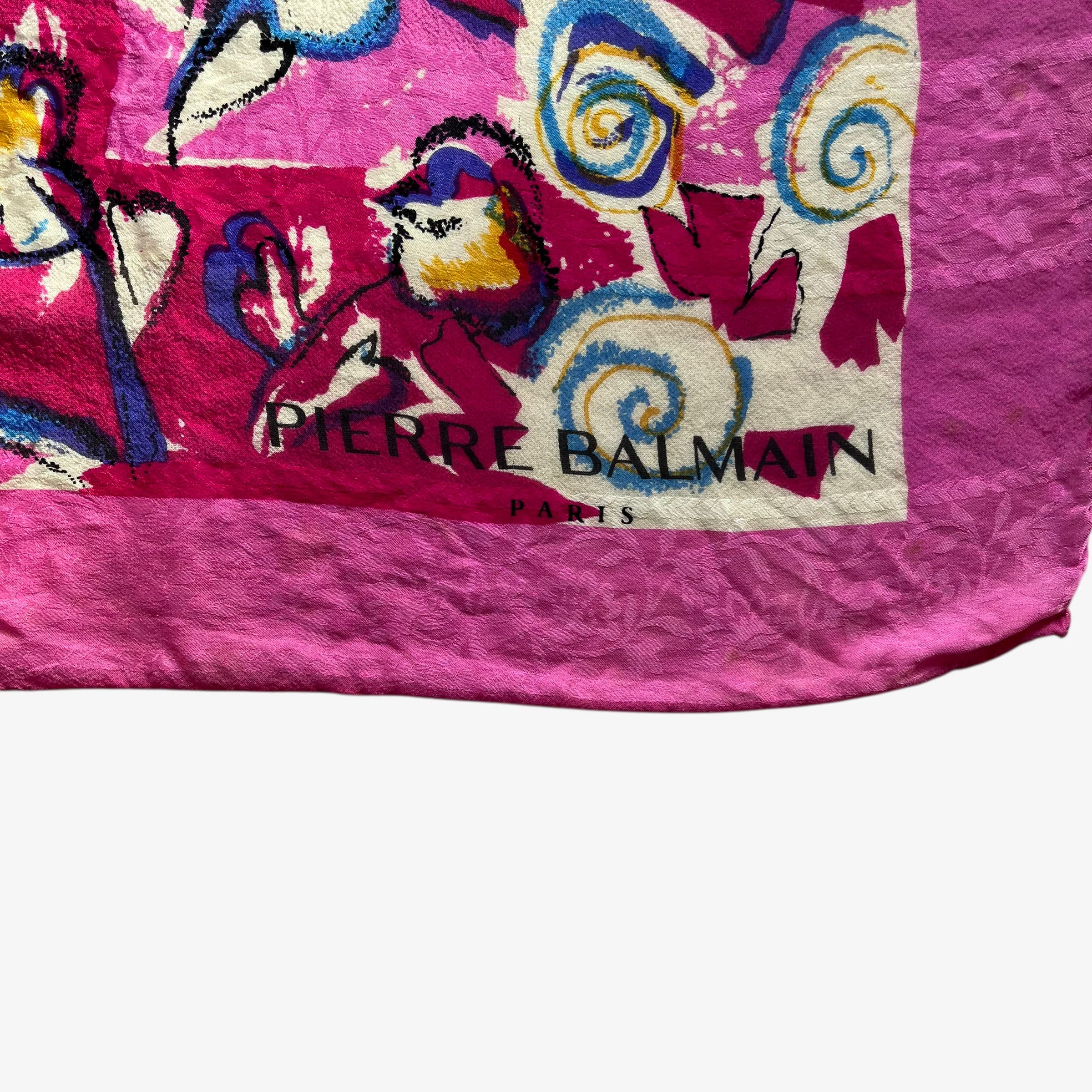 Balmain Vintage 90s Pierre Balmain Floral Painting Pink Silk Scarf Size ONE SIZE - 3 Thumbnail