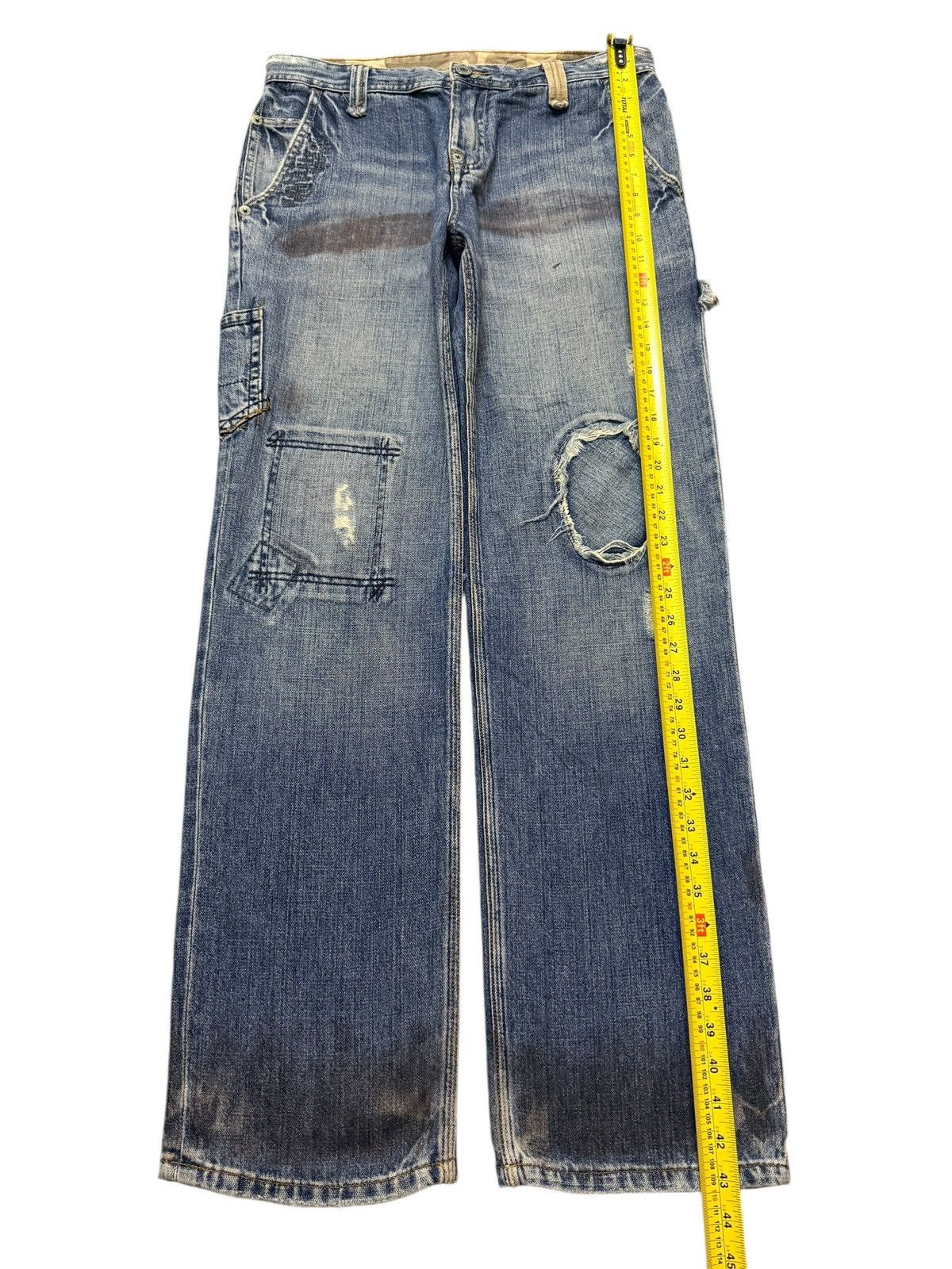 Kapital Vintage Y2K Japanese Brand Faded Wash Distress Patch Baggy Size US 32 / EU 48 - 9 Thumbnail