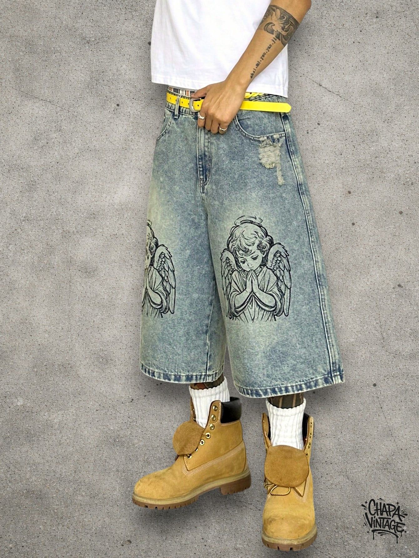 Japanese Brand Washed denim shorts Size US 32 / EU 48 - 2 Thumbnail
