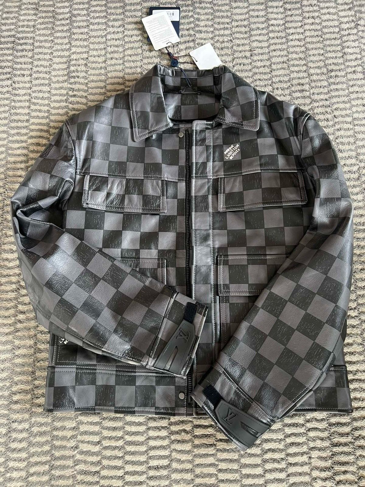 Louis Vuitton Louis Vuitton Damier leather jacket 48 NWT | Grailed