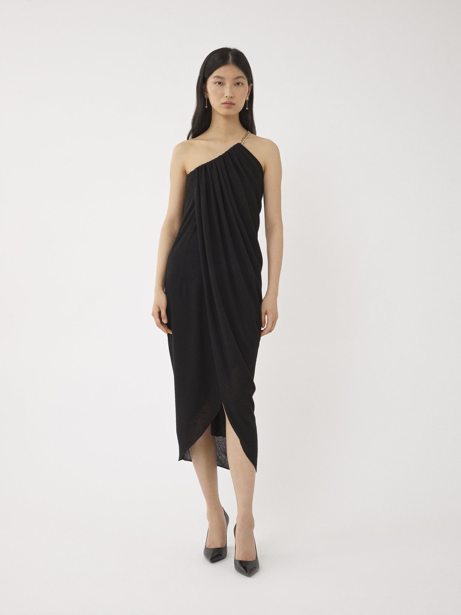 Chloe o1y0825 Midi Dress in Black Size M / US 6-8 / IT 42-44 - 3 Thumbnail