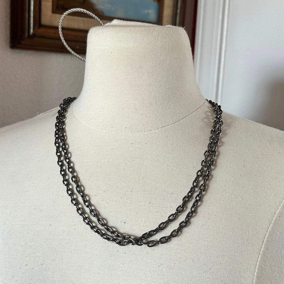 Other long black chain necklace can wrap around or be worn long Size ONE SIZE - 1 Thumbnail