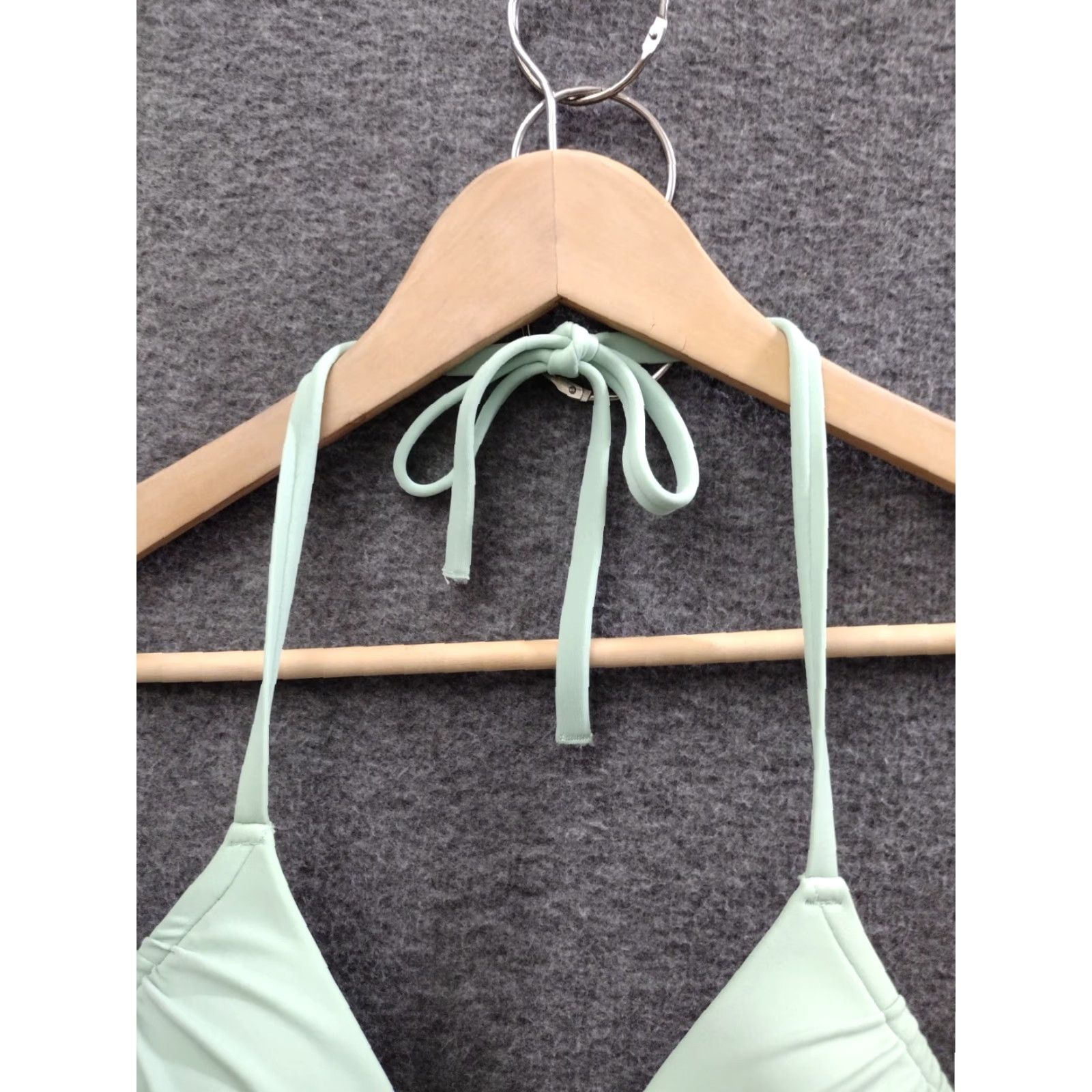 Vintage Shade & Shore Bikini Top, Green, 34C, Spaghetti Front Tie, Padded, Lined, Nylon/Polyester/Spandex, Women, Beach Size XXS / US 00 / IT 34 - 7 Thumbnail