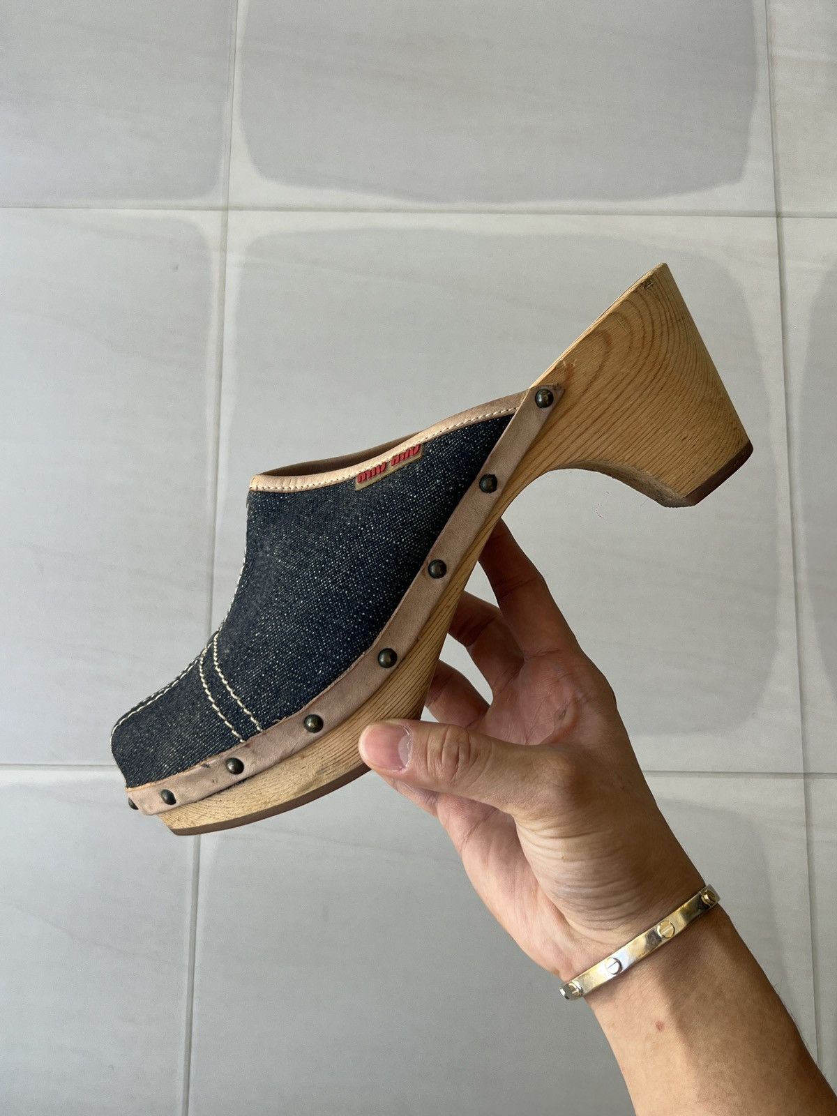 Miu Miu 1990s Miu Miu denim clogs Size US 8 / IT 38 - 25 Thumbnail