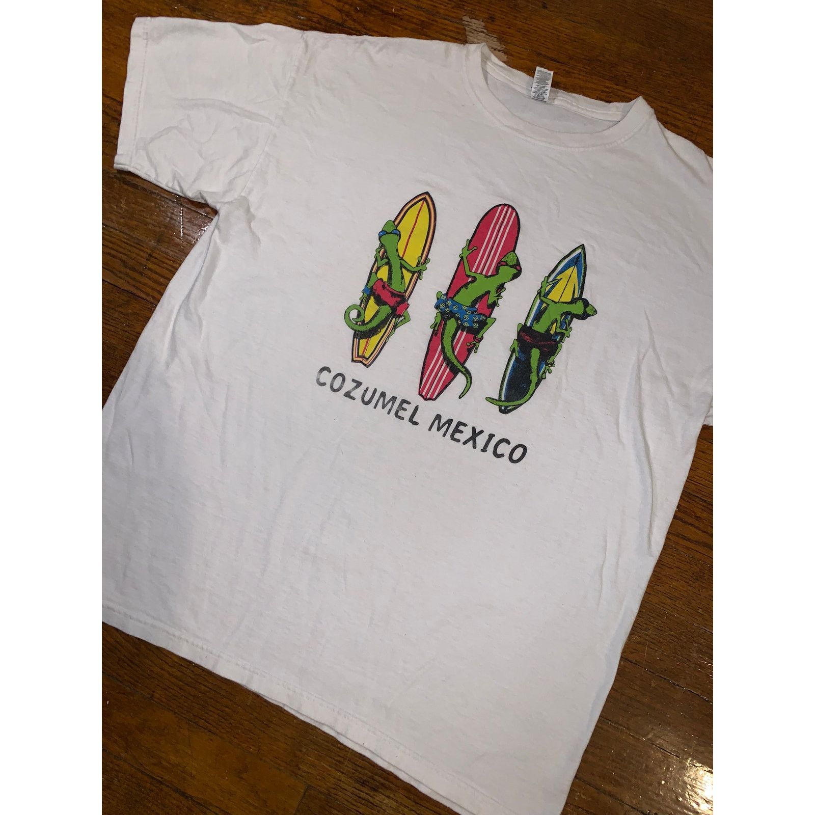 Other × Vintage Cozumel Mexico Tourist T Shirt XL White Gecko Surfboard Tee Size US XL / EU 56 / 4 - 3 Thumbnail