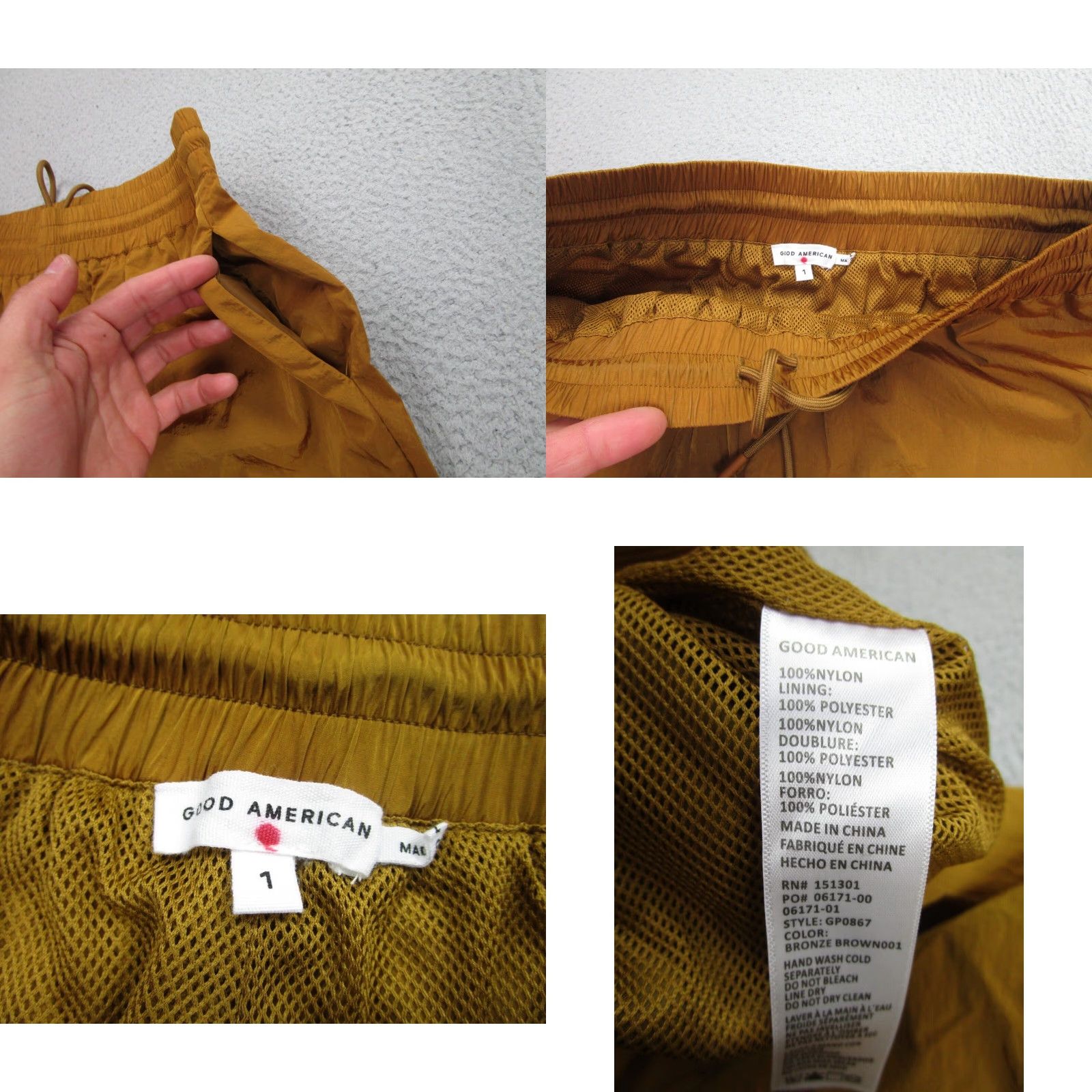 Good American Good American Pants Womens 28x32 size 1 Brown Bronze Windbreaker Wide-Leg Size 25" / US 0 / IT 36 - 8 Thumbnail