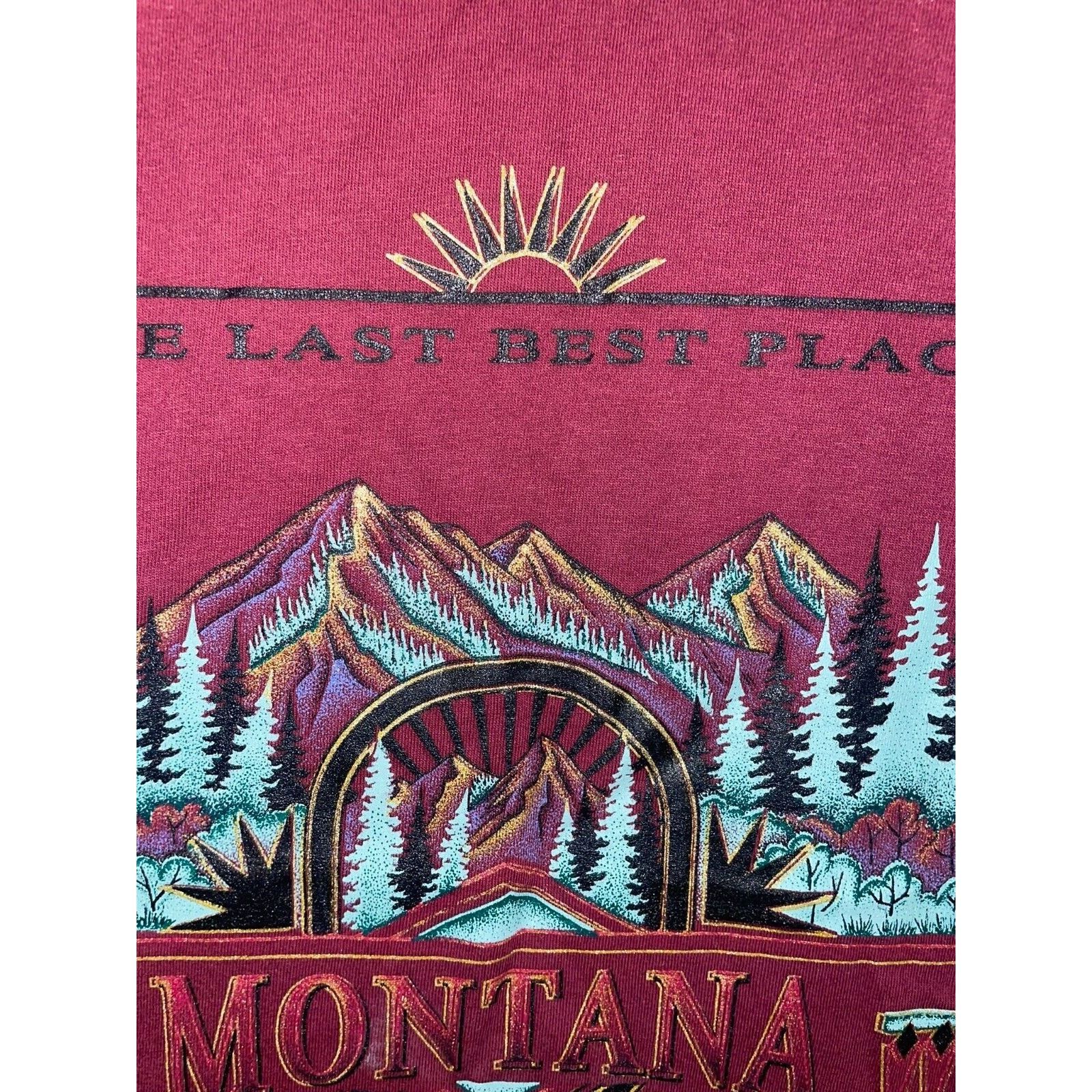 Jerzees Vintage Montana Red Shirt The Last best Place Tee VTG 90s M Size US M / EU 48-50 / 2 - 4 Thumbnail
