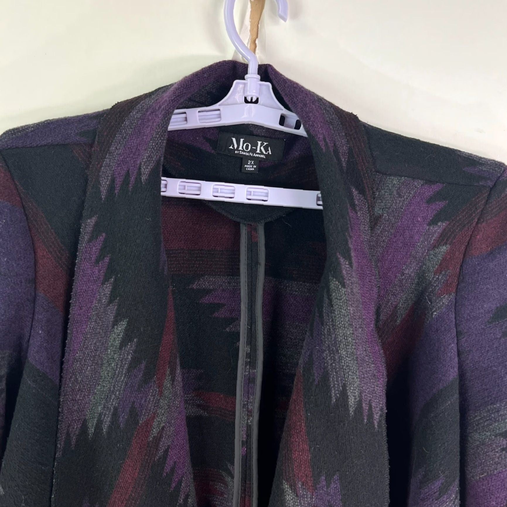 Vintage MO-KA Santa Fe Apparel Aztec Southwestern Open Cardigan Cape Womens 2XL Purple Size XXL / US 16-18 / IT 52-54 - 4 Thumbnail