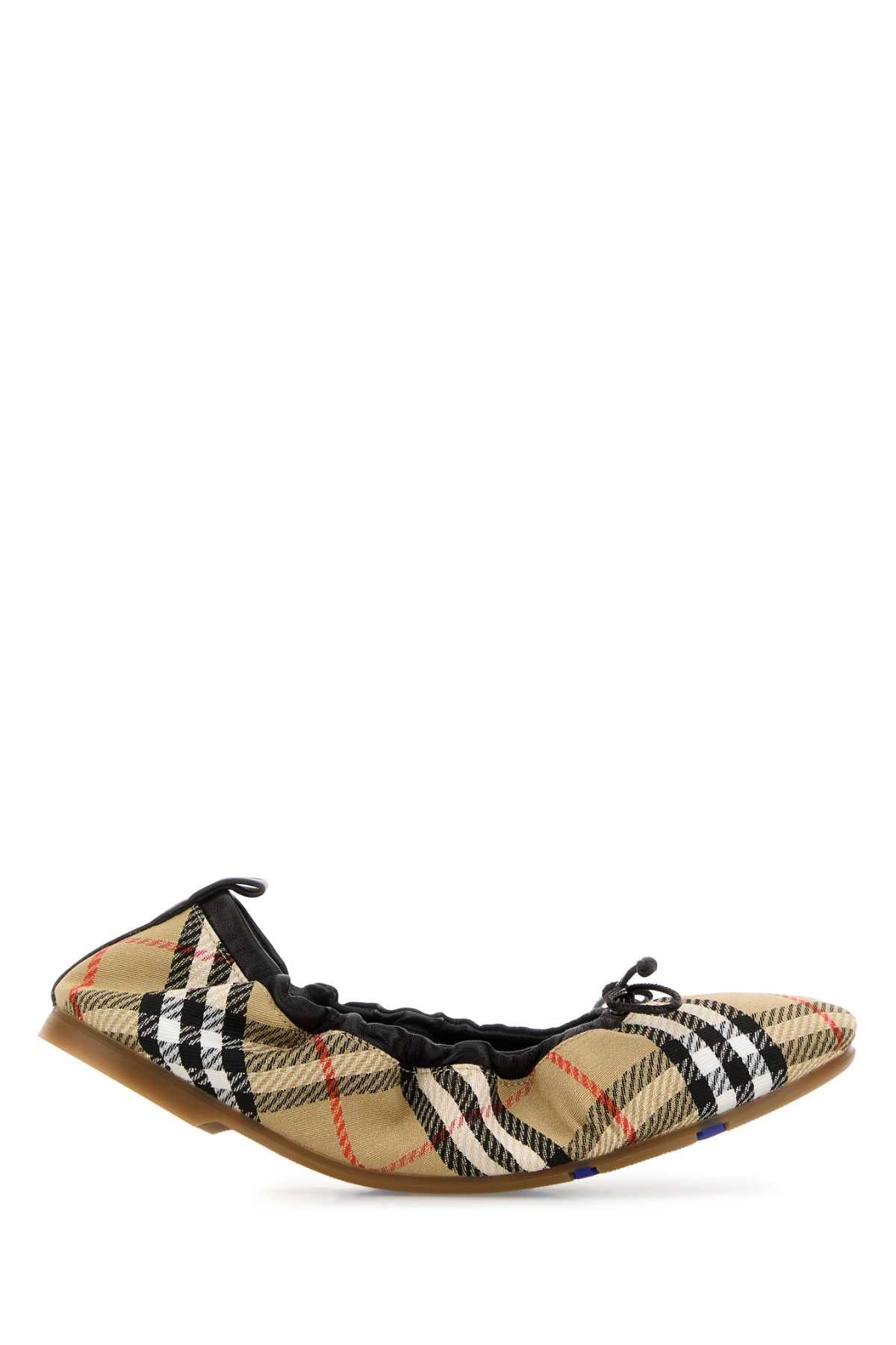 Embroidered Fabric Fawn Ballerinas