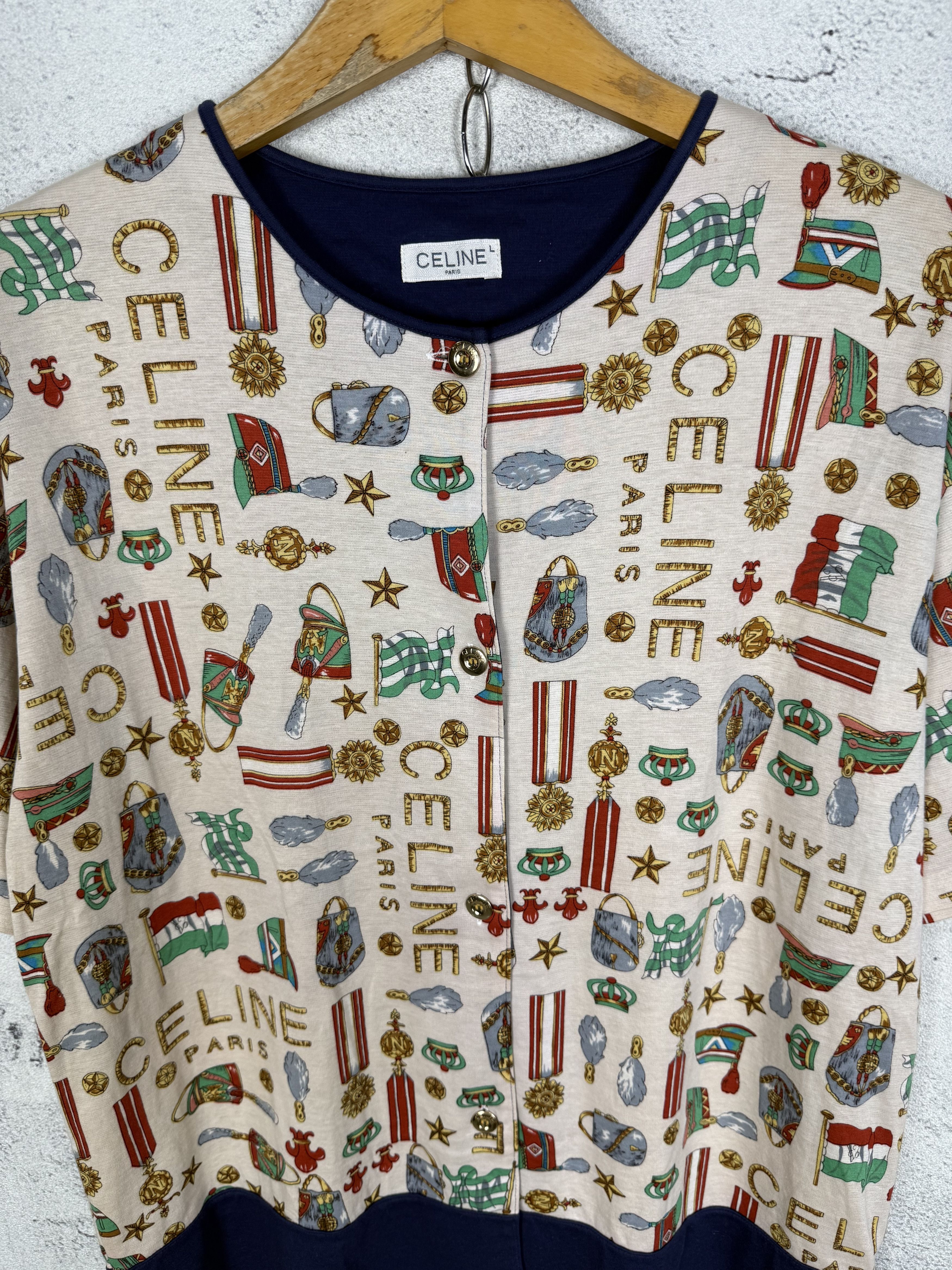 Celine Vintage Celine Over Print Logo Top Shirt Size L / US 10 / IT 46 - 4 Thumbnail