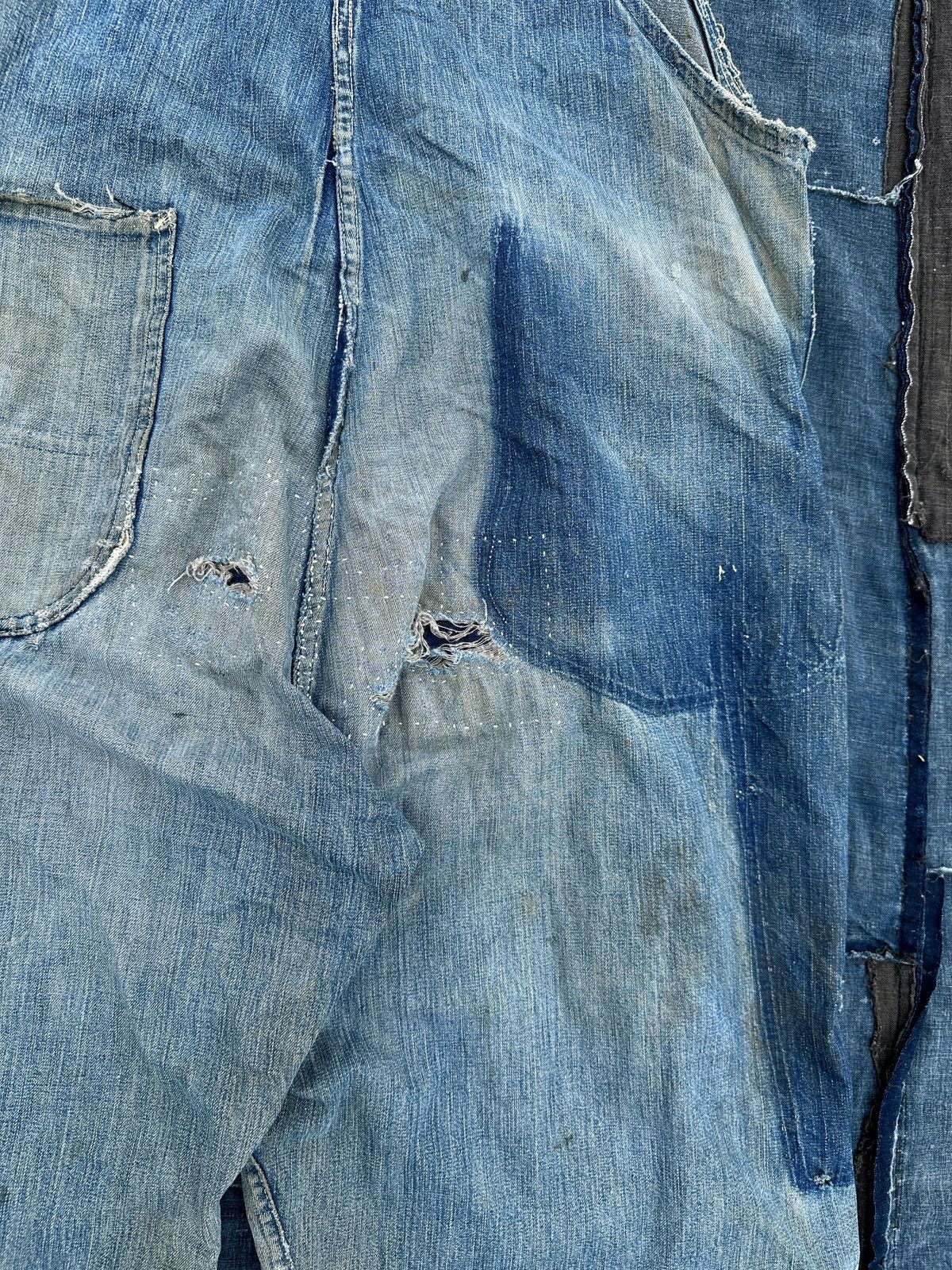 Lee 40s Trashed Union Sanforized Jelt Denim patchwork farmer bib Size US 38 / EU 54 - 12 Thumbnail