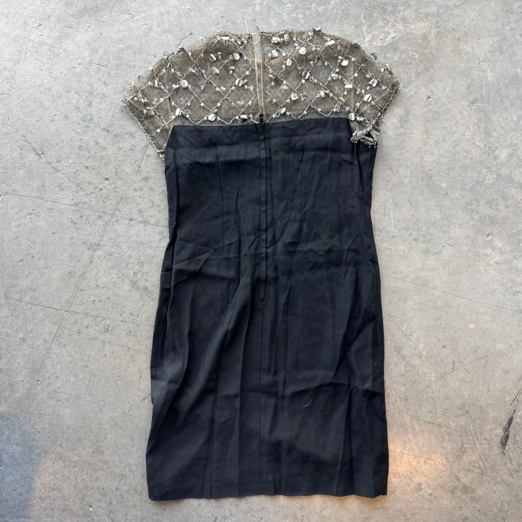 Vintage VINTAGE Lela Rose Embellished Tulle Satin Mini Cocktail Dress Small Black Womens Dress Short 90s 00s Size S / US 4 / IT 40 - 2 Thumbnail