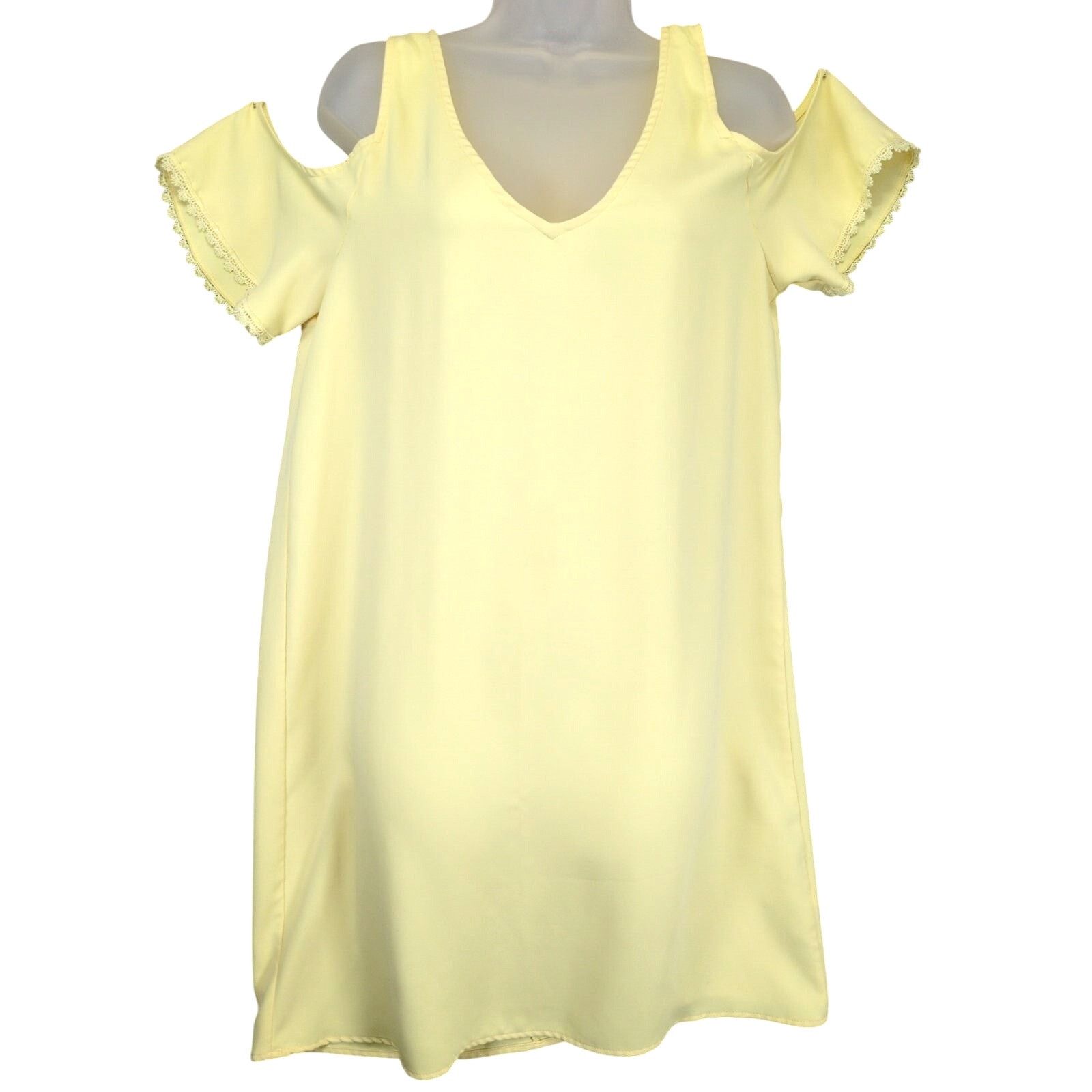Other Everly Butter Yellow Open Shoulder V-Neck Mini Dress Size L / US 10 / IT 46 - 1 Thumbnail