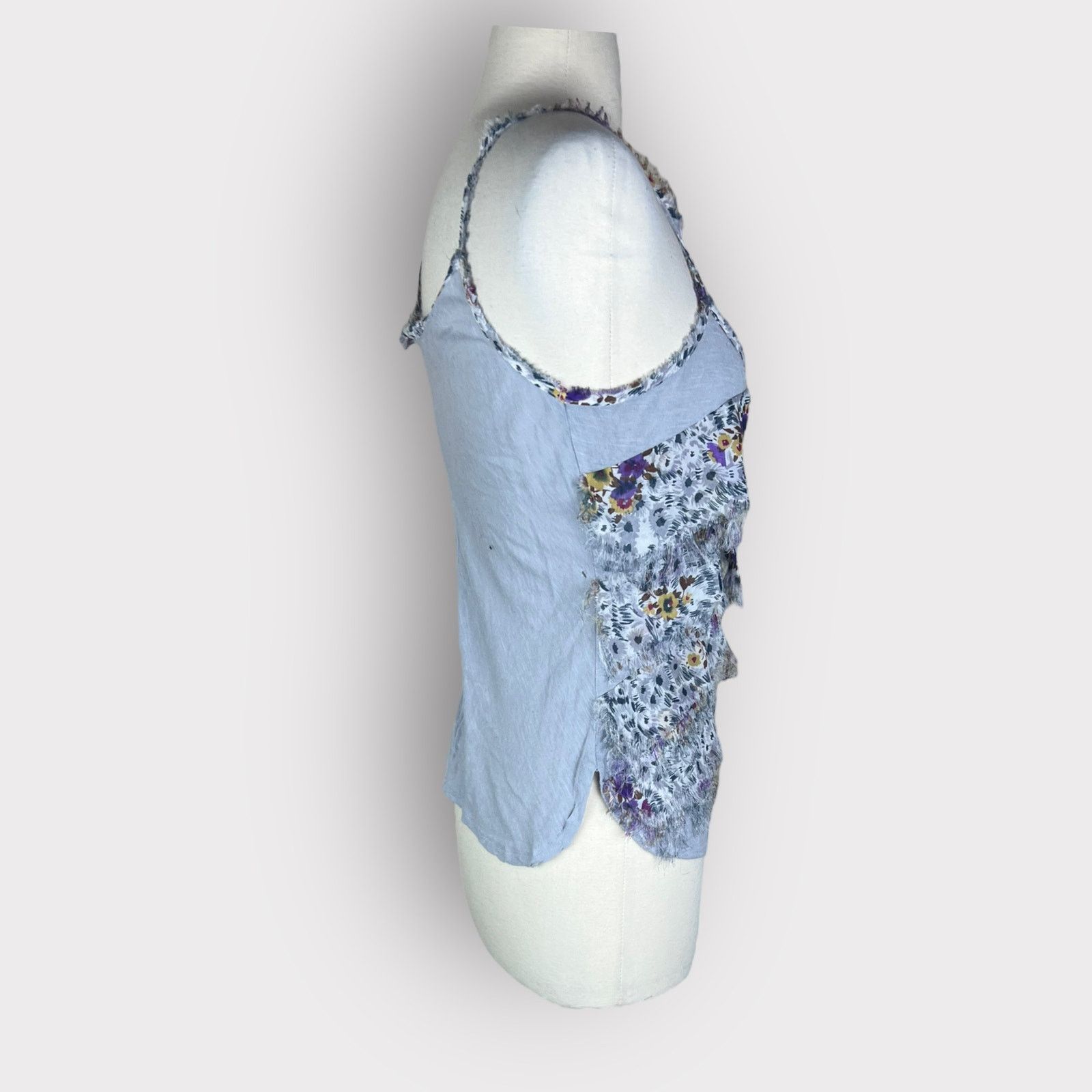 Vintage Love Fire | Vintage Y2K Ruffle Floral Print Tank Top | Med Size M / US 6-8 / IT 42-44 - 4 Thumbnail