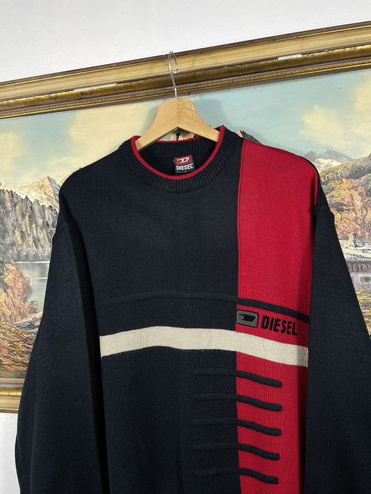 Diesel × Japanese Brand × Vintage Diesel Retro Y2k Pull Knitwear Sweatshirt Crewneck Size US L / EU 52-54 / 3 - 4 Thumbnail