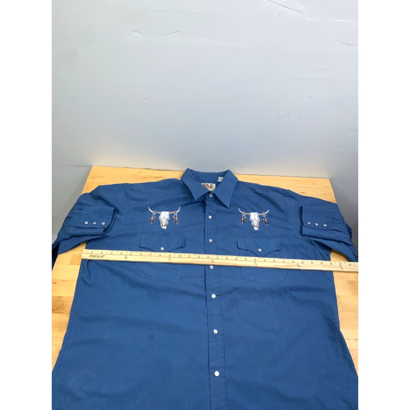 Vintage Ely Cattleman Pearl Snap Button Up Shirt Mens XL Blue Western Gaucho 12678 Size US XL / EU 56 / 4 - 5 Thumbnail