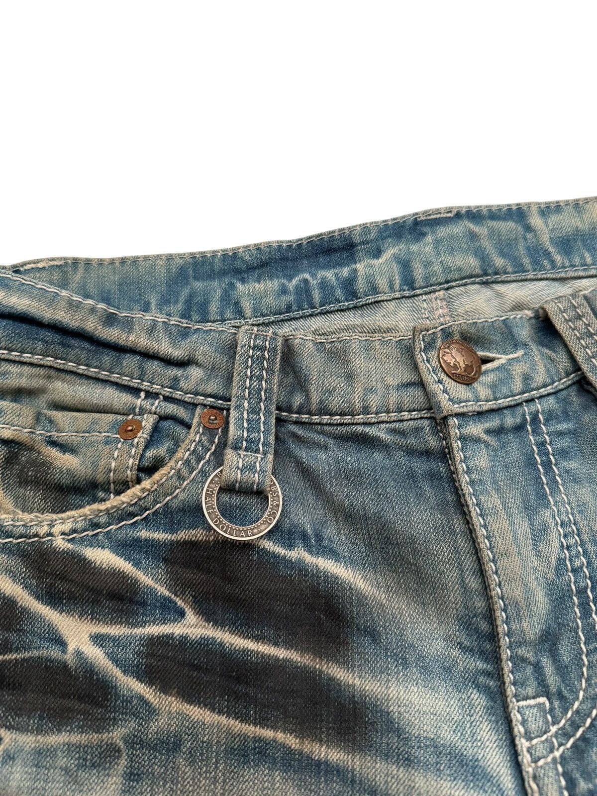 BUFFALO BOBS Flared Wrinkle Oil Distressed Blue Grunge Denim Size US 28 / EU 44 - 6 Thumbnail